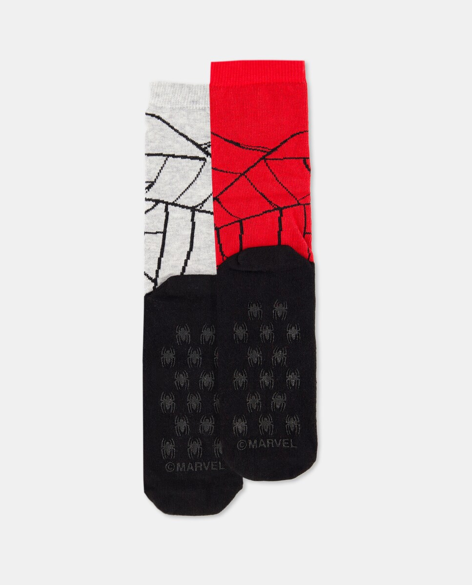 Pack de 2 Pares de Meias Antiderrapantes com Estampado do Homem-Aranha 600 Vermelho-2