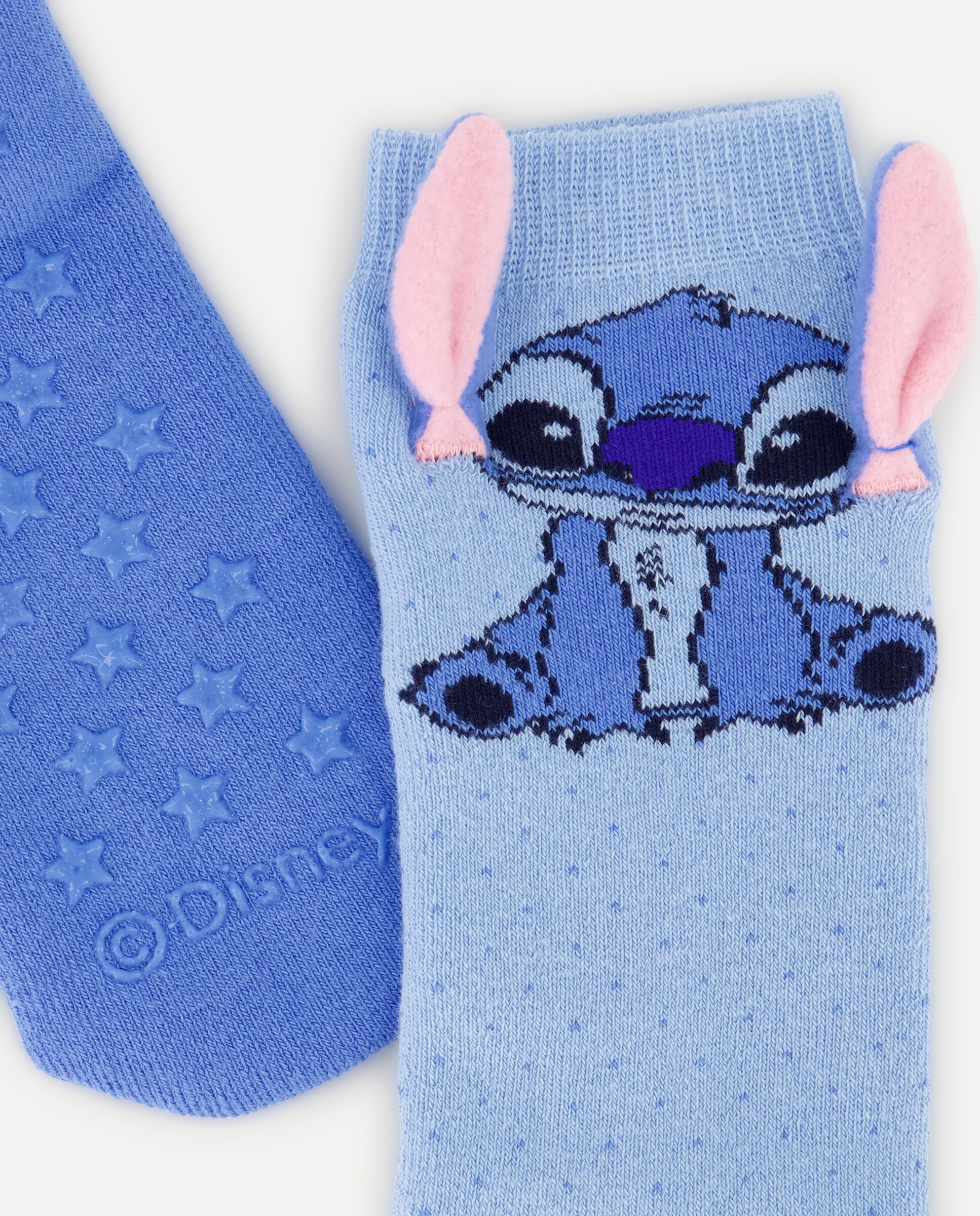 Meias Antiderrapantes com Fantasia Stitch Cotton Juice Azul-marinho-3