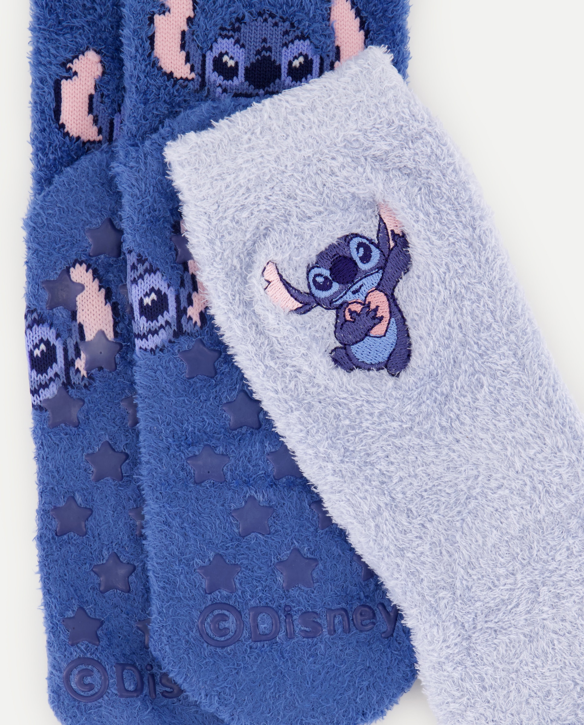 Pack 2 calcetines antideslizantes fantasía cosy STITCH de niña - Cotton Juice - Azul marino Azul marino-3