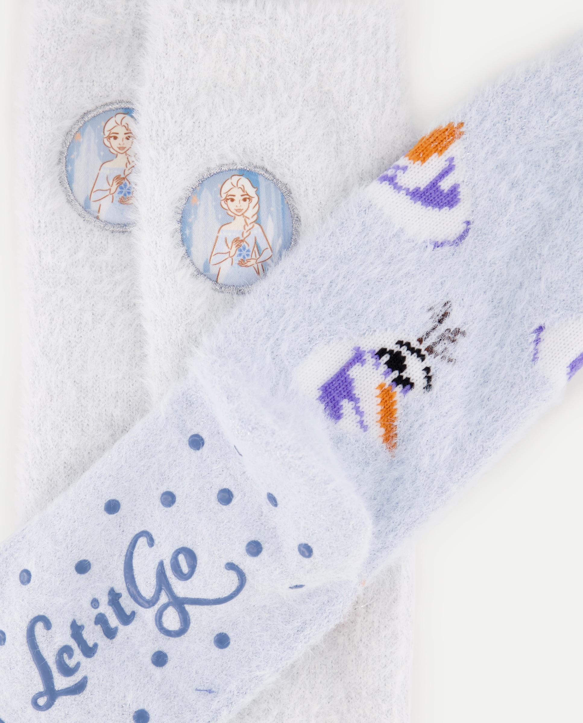 Pack 2 calcetines antideslizantes fantasía Frozen cosy Olaf de niña - Cotton Juice - Azul marino Azul marino-3