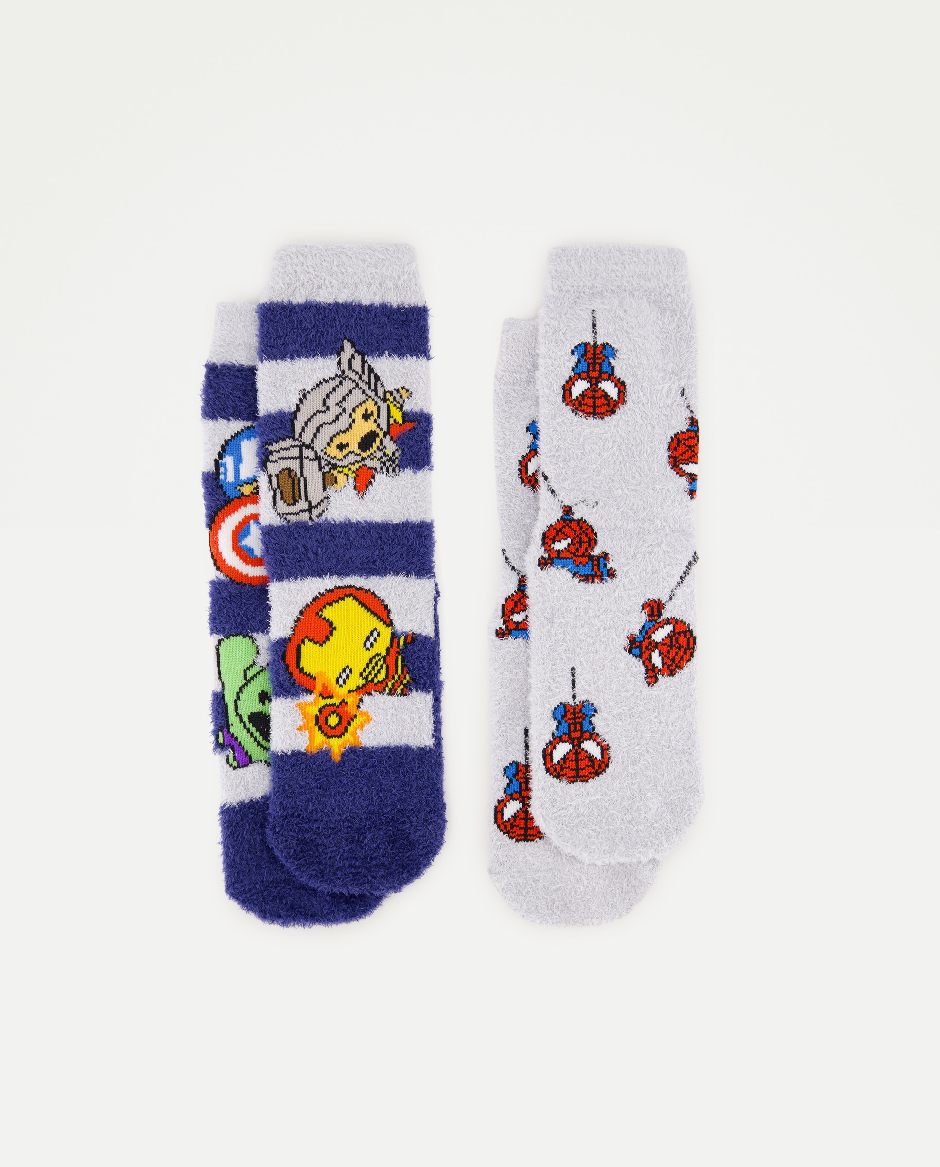 Pack 2 calcetín antideslizante Avengers kawai cosy de niño - Cotton Juice - Gris Gris-1