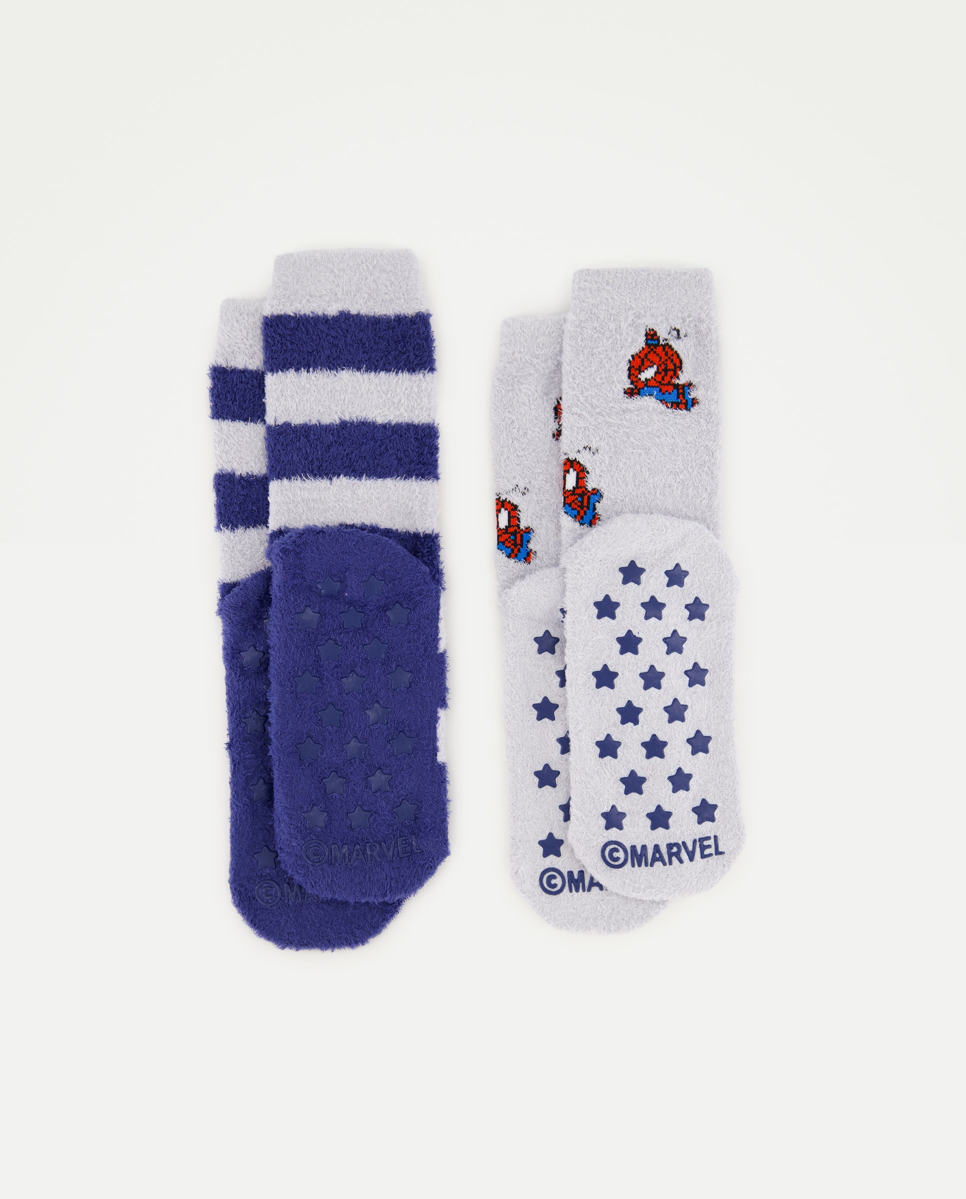 Pack 2 calcetín antideslizante Avengers kawai cosy de niño - Cotton Juice - Gris Gris-2