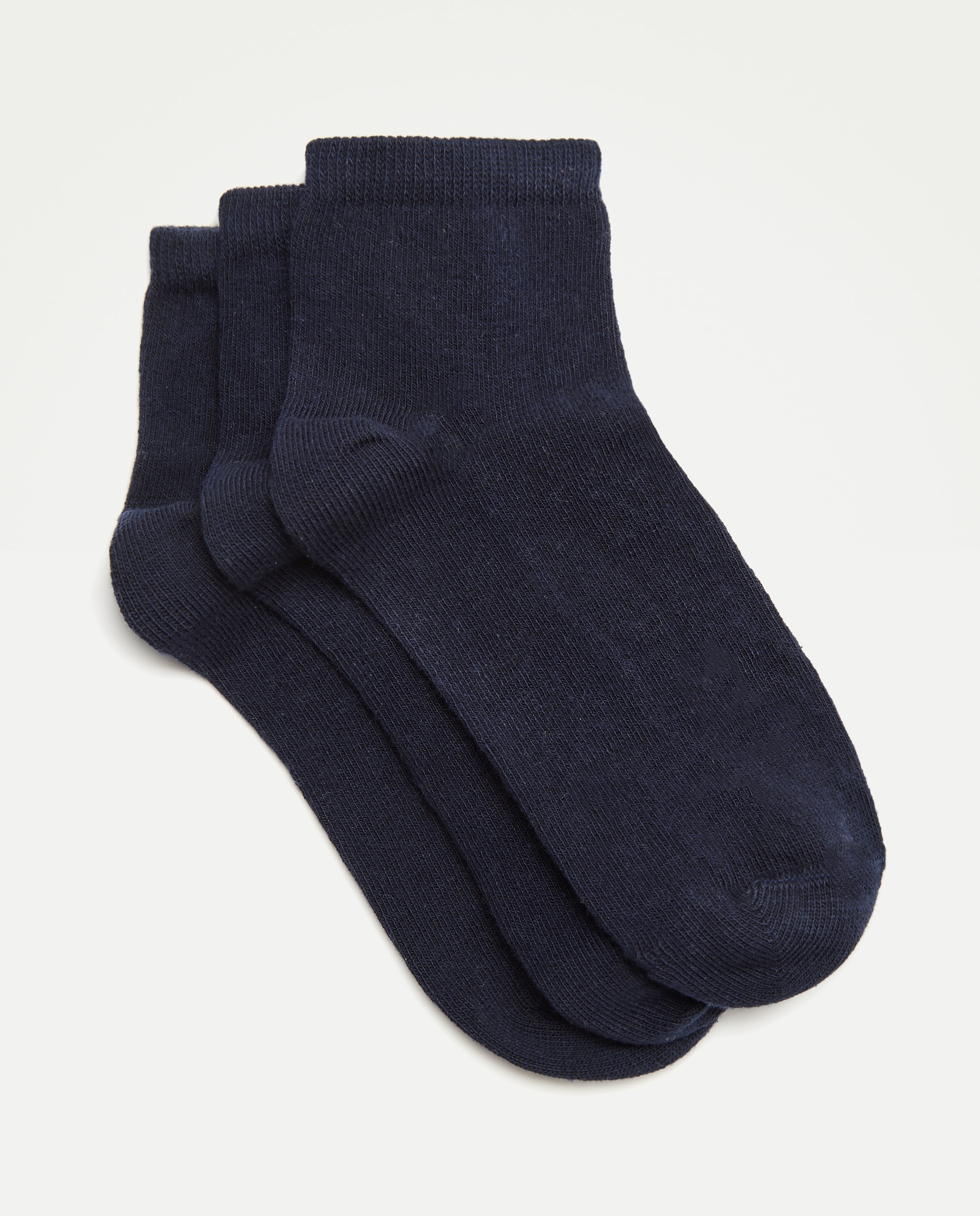 Pack de tres calcetines tobilleros de niña en color liso - Cotton Juice - Azul marino Azul marino-1