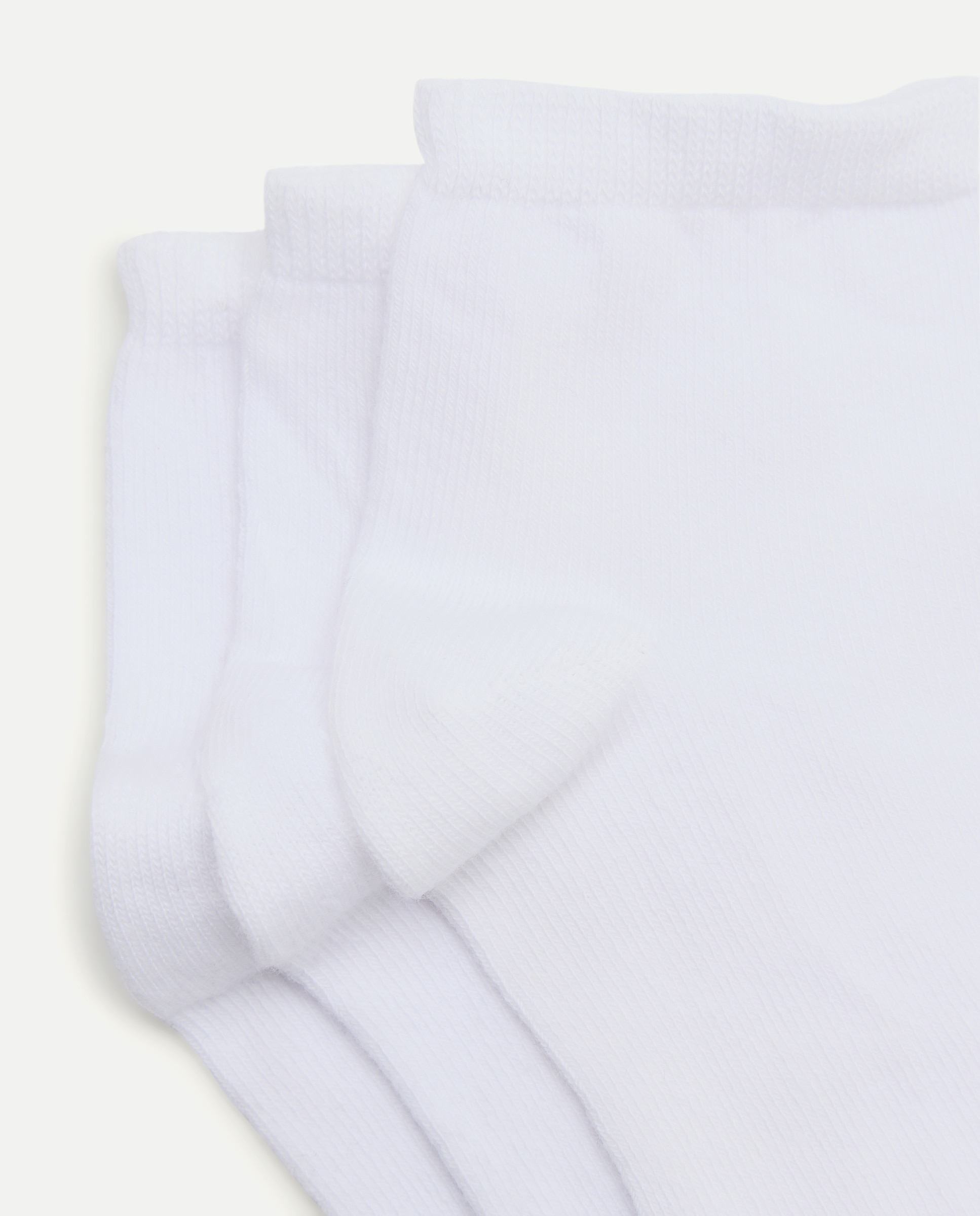 Pack de tres calcetines tobilleros de niña en color liso - Cotton Juice - Blanco Blanco-2