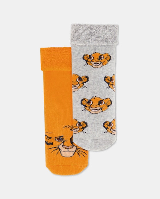 Imagem 0 de Pack de 2 Pares de Meias Antiderrapantes de Bebé com Fantasia O Rei Leão