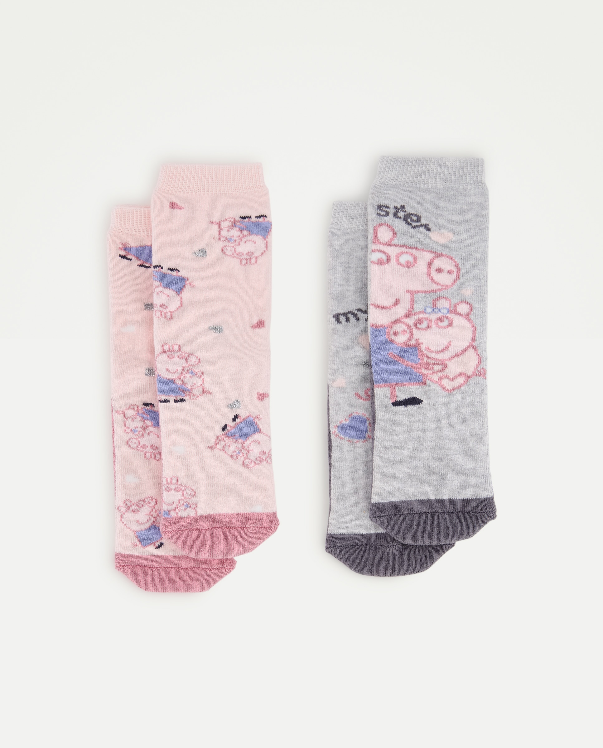 Imagem 0 de Pack de 2 Pares de Meias Antiderrapantes de Bebé com Fantasia Peppa Pig e Evie