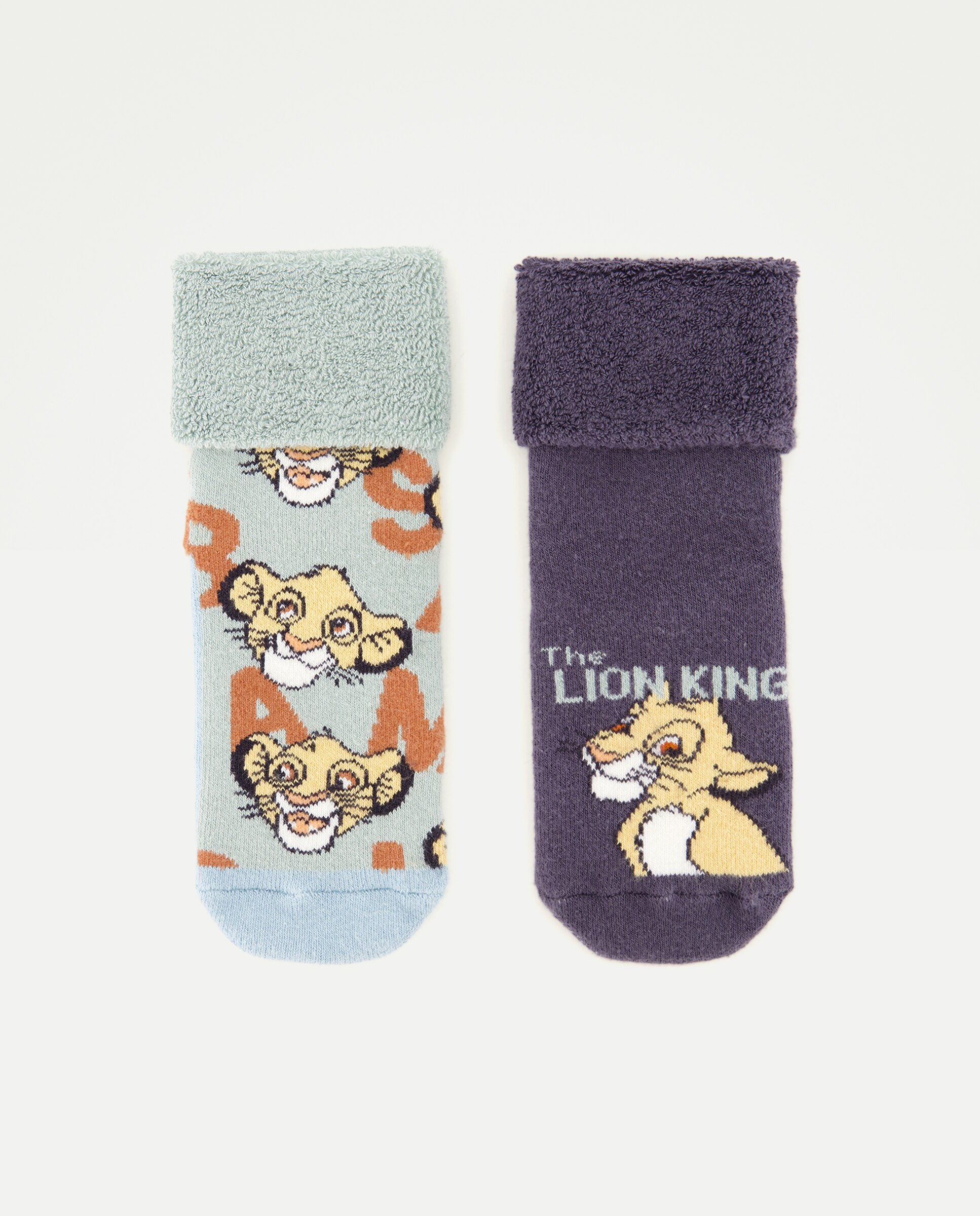 Imagem 0 de Pack de 2 Pares de Meias Antiderrapantes de Bebé com Fantasia O Rei Leão