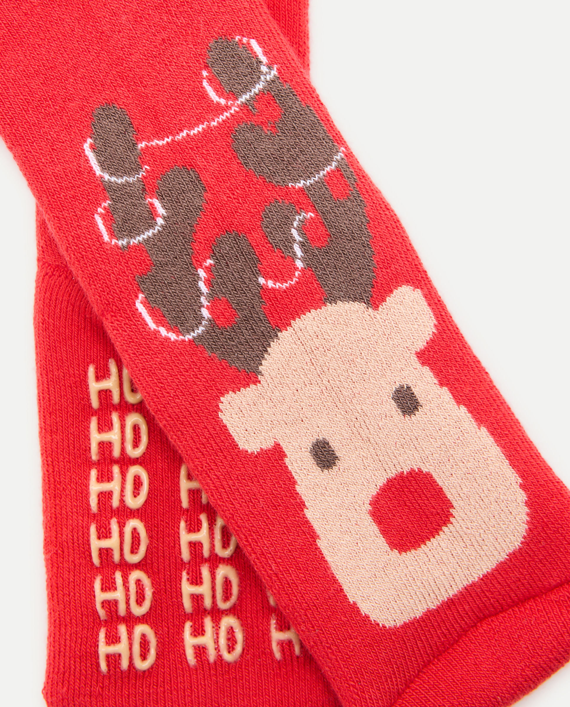 Meias Antiderrapantes de Bebé Rena Natal Vermelho-3