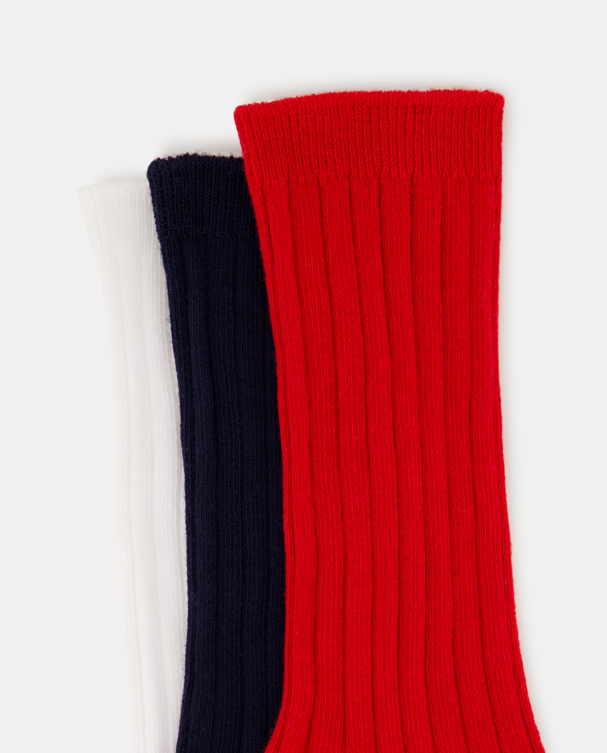 Pack de Três Meias Altas de Bebé Caneladas Cotton Juice Vermelho-2