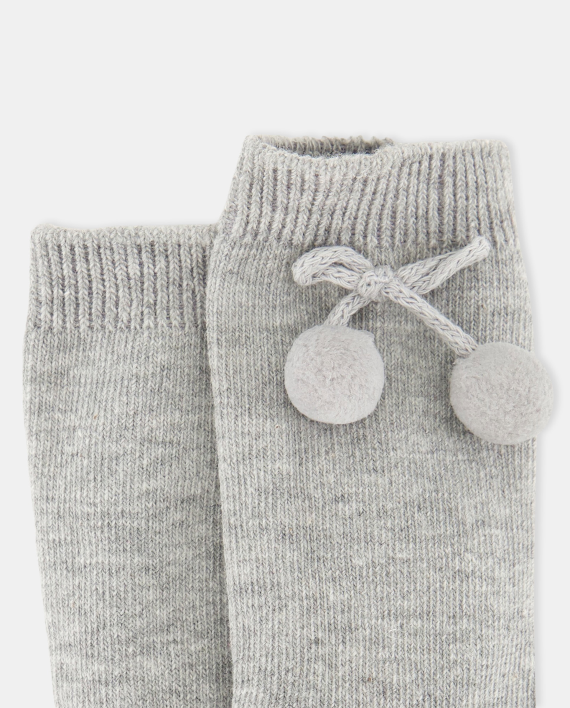 Meias Altas de Bebé com Pompom Cinzento-claro-2