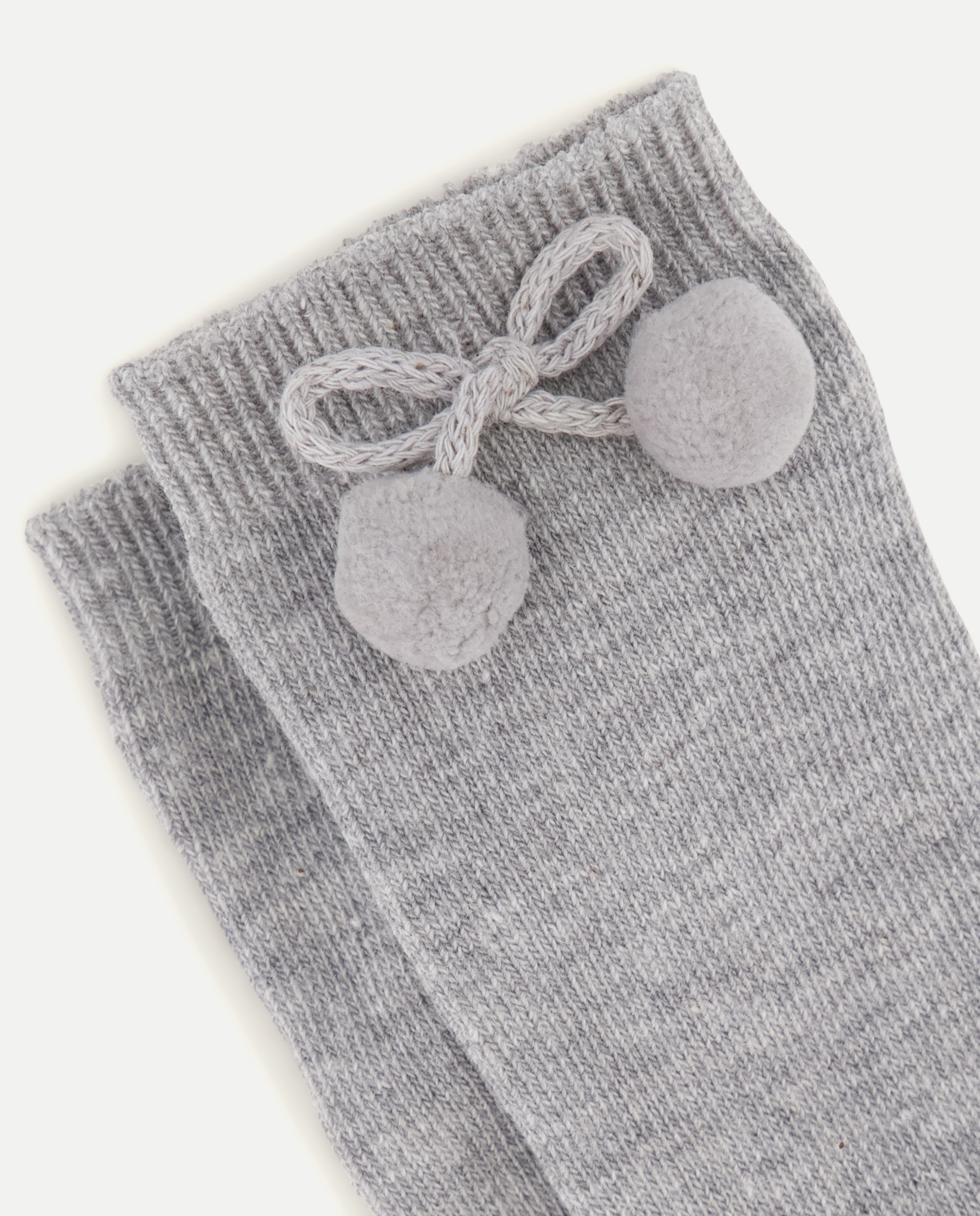Calcetín alto con pompón de bebé - Cotton Juice - Gris claro Gris claro-2