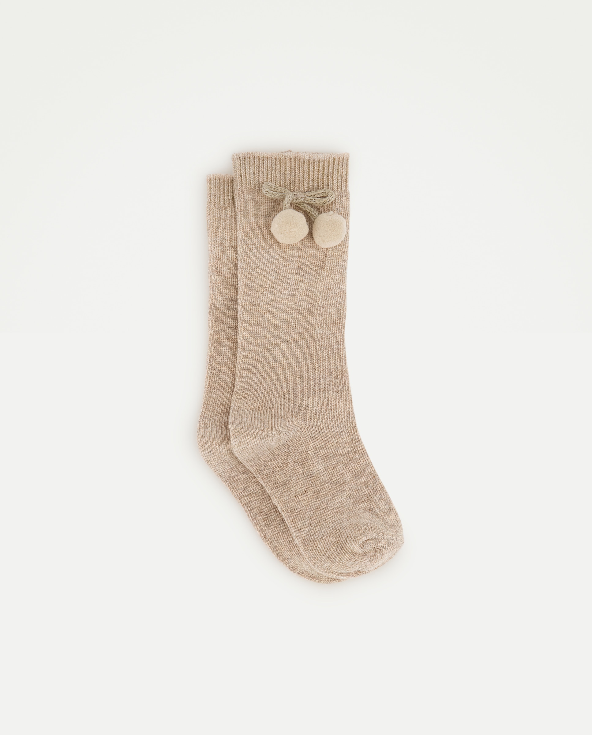 Calcetín alto con pompón de bebé - Cotton Juice - Beige Beige-1