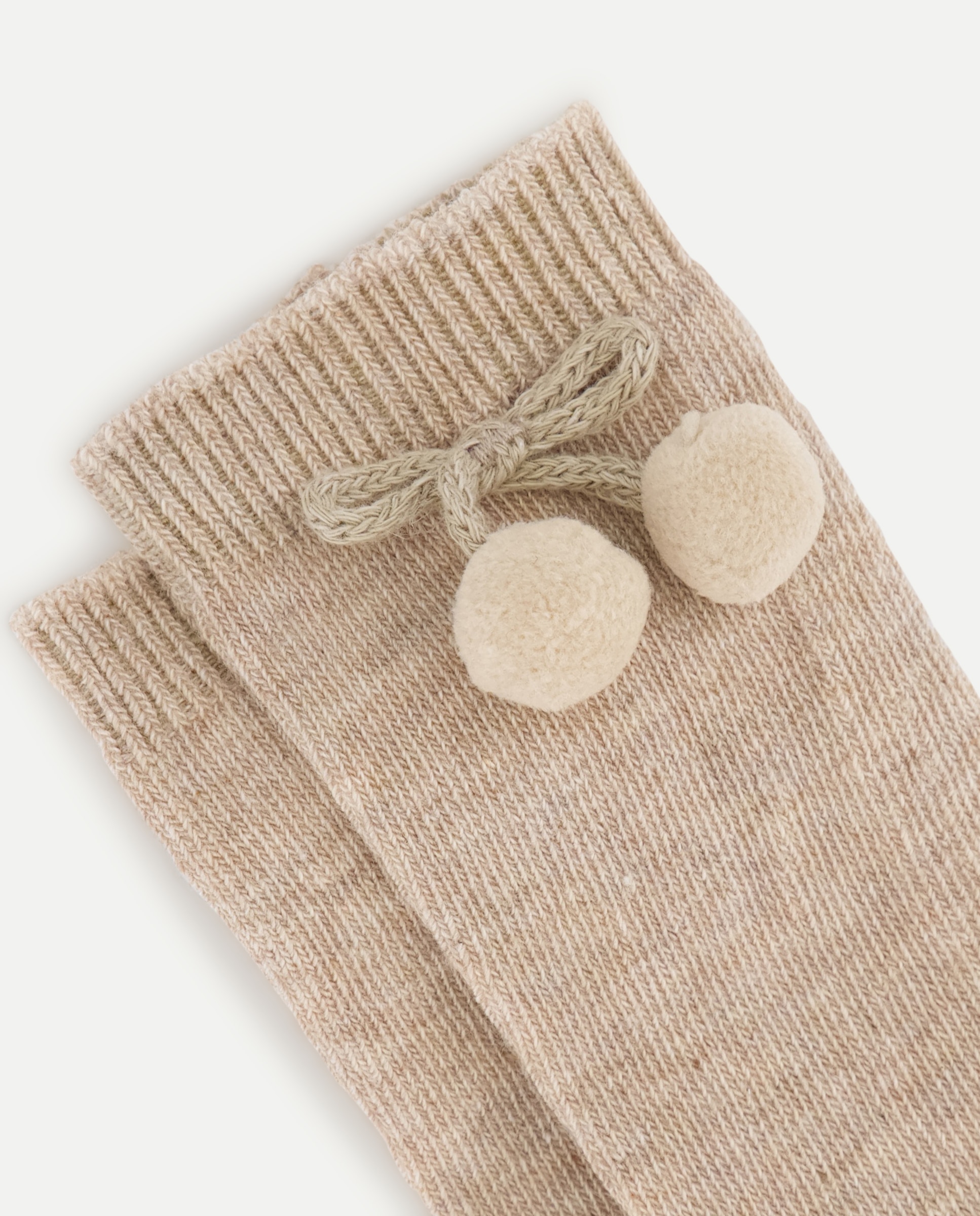 Calcetín alto con pompón de bebé - Cotton Juice - Beige Beige-2