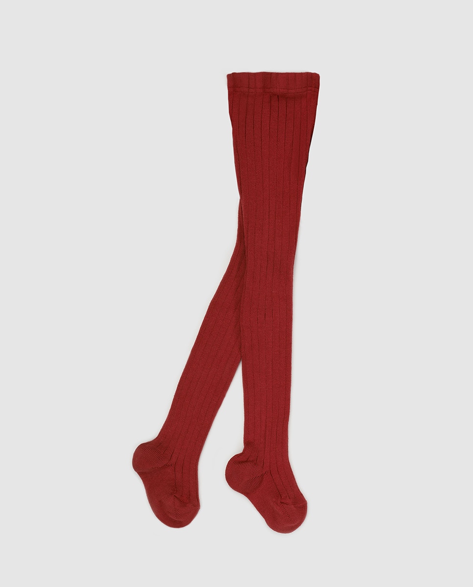 Collants de bebé Condor em malha canelada vermelha Vermelho-1