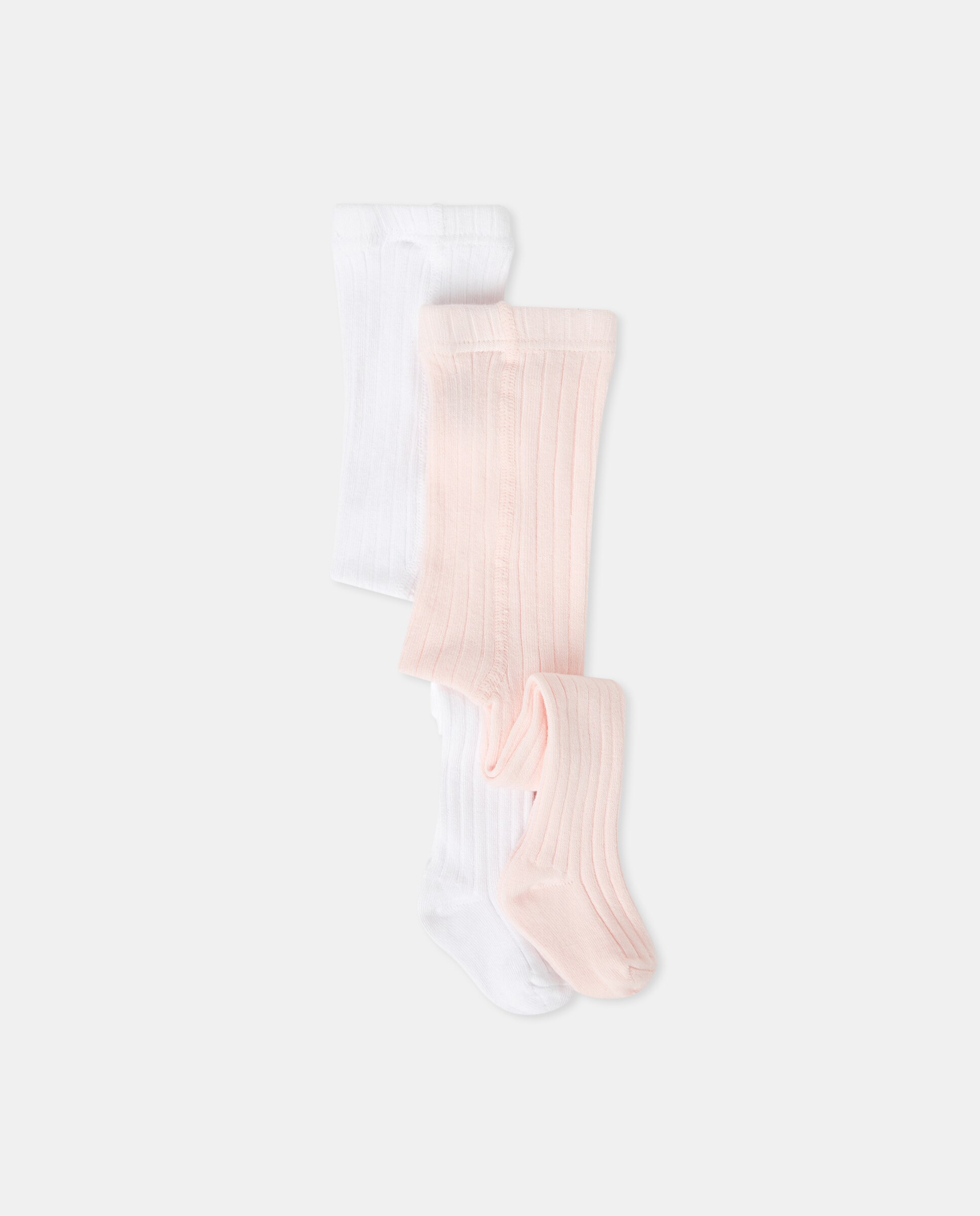Imagem 0 de Pack de 2 Collants Canelados Lisos de Bebé