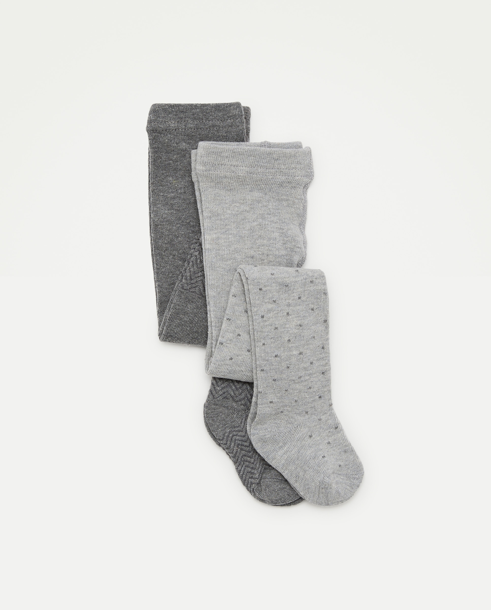 Pack de 2 leotardos lisos de bebé - Cotton Juice - Gris claro Gris claro-1