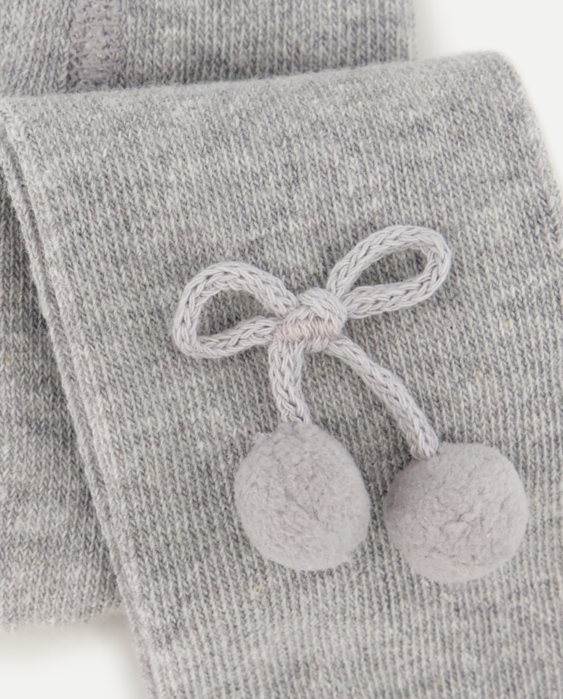Collants Lisos de Bebé com Pompom Cinzento-claro-2