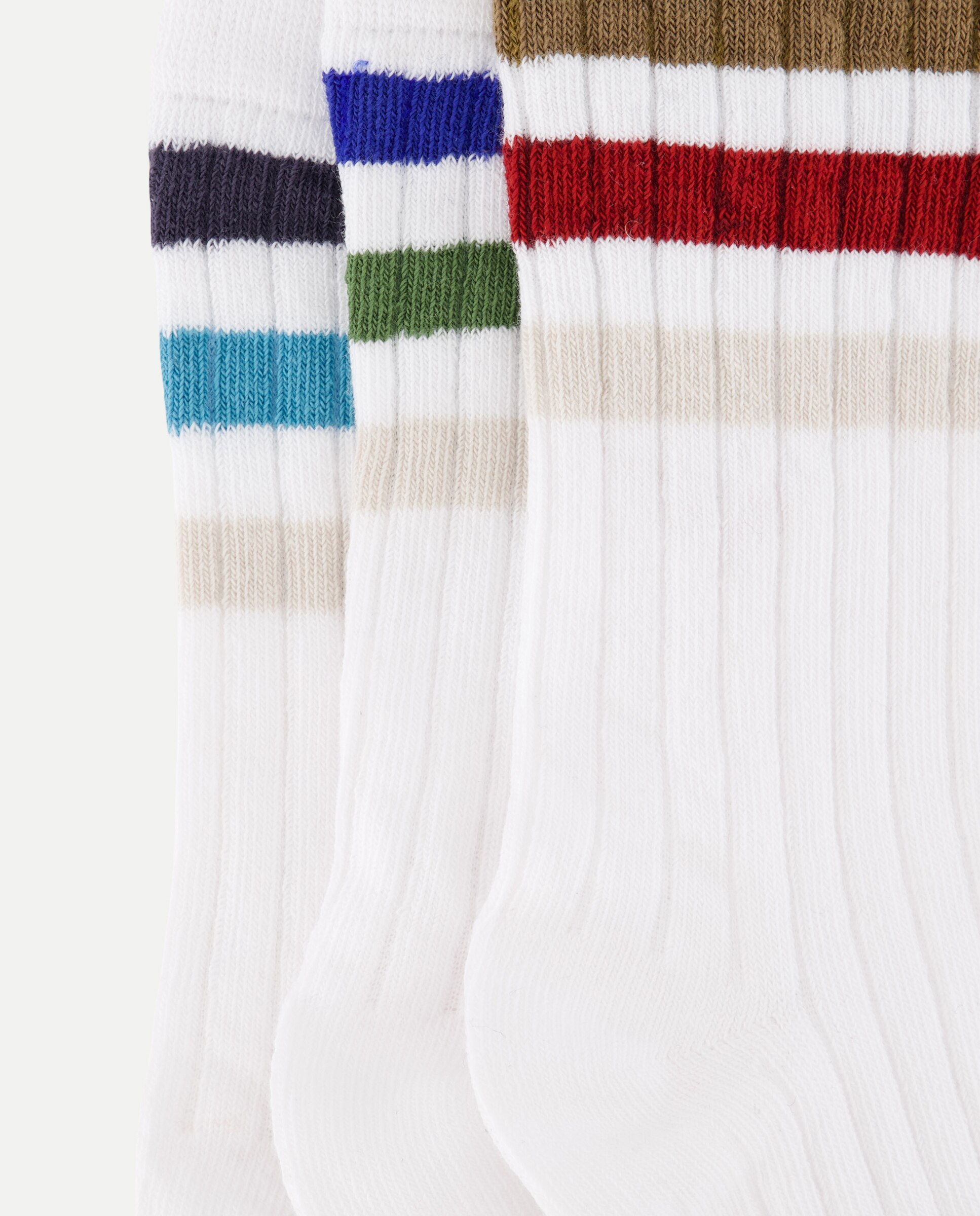 Pack de 3 Pares de Meias Desportivas Curtas às Riscas de Criança Cotton Juice Branco-2