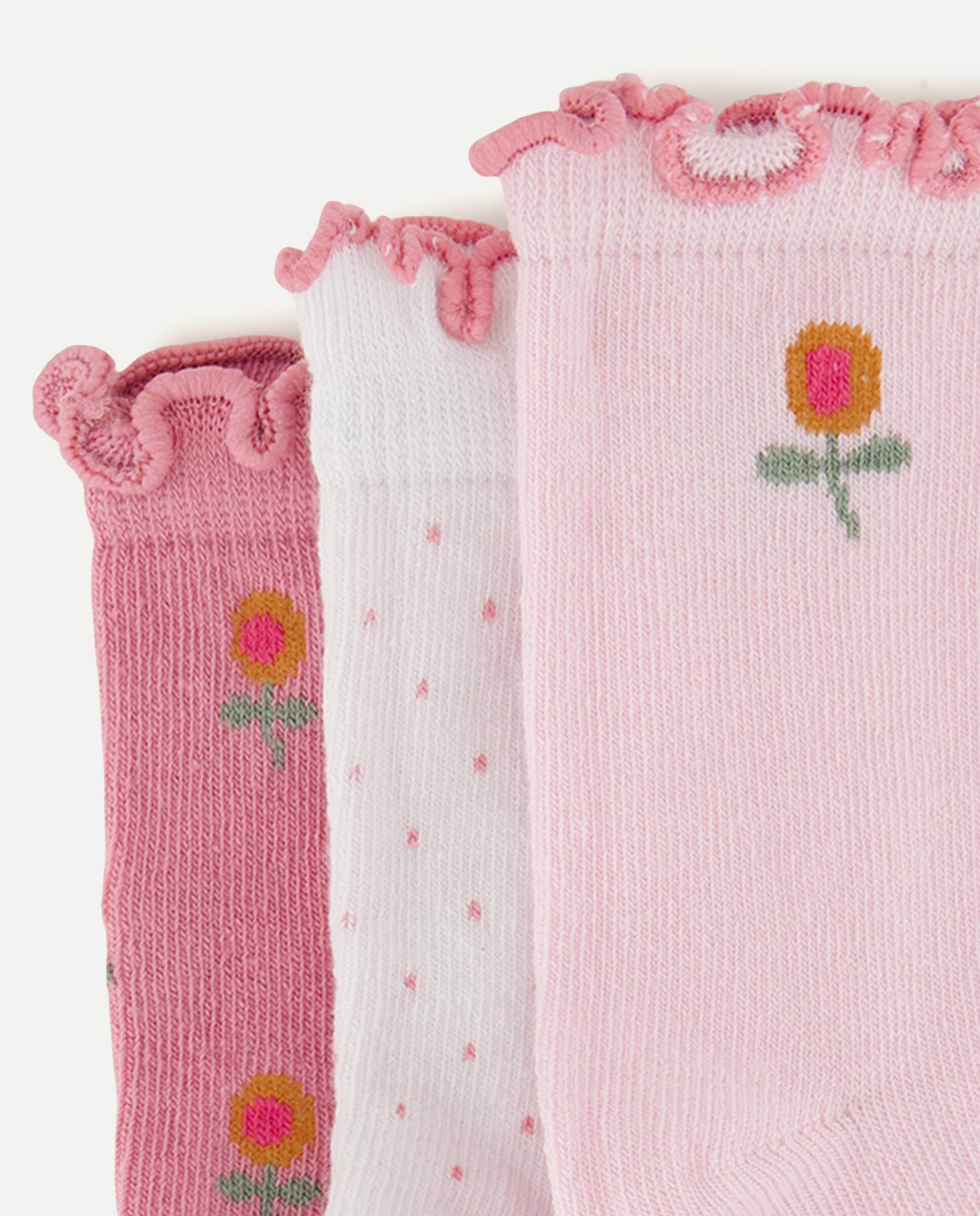 Pack de 3 Pares de Meias Curtas de Bebé com Fantasia Cotton Juice Rosa-2