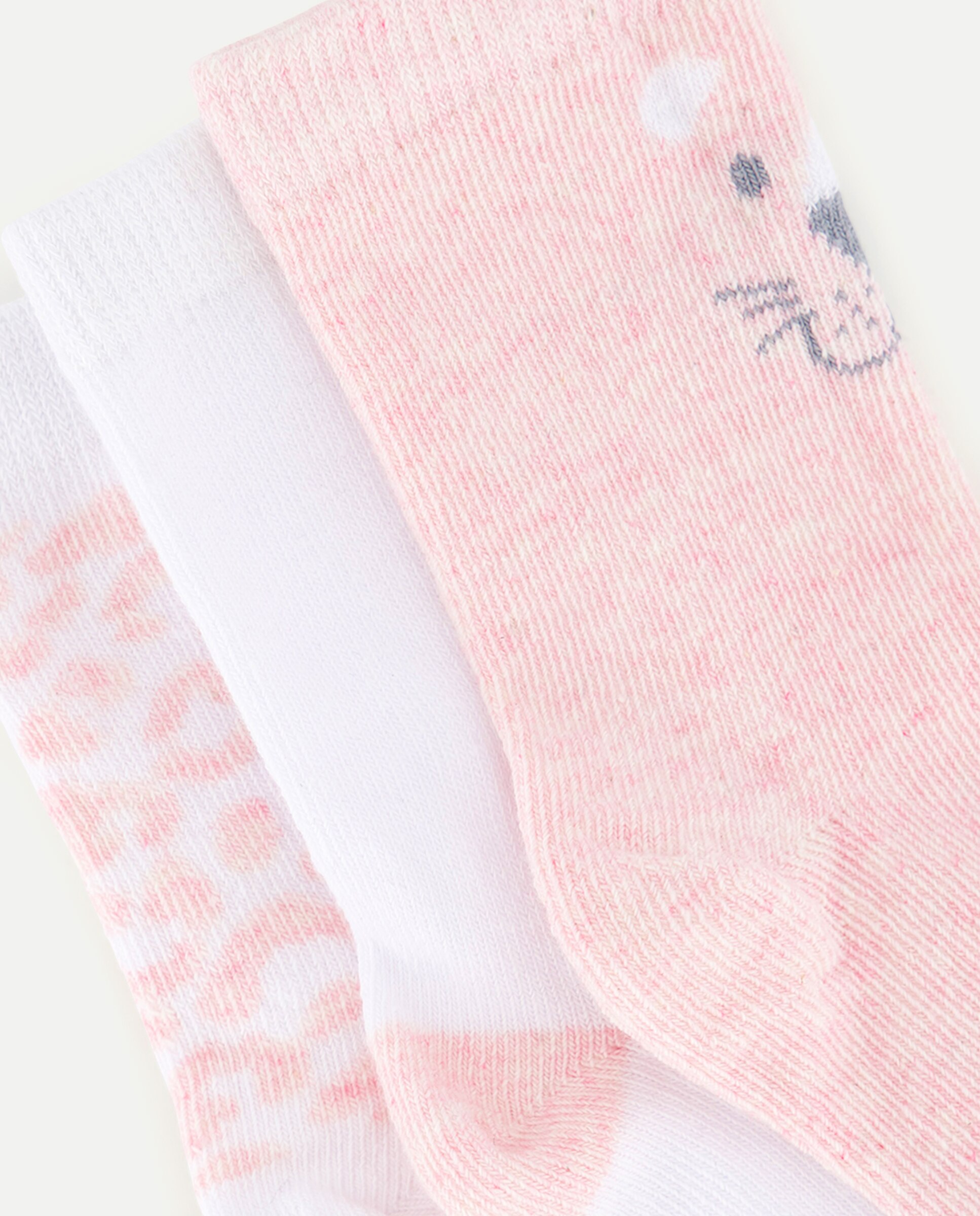 Pack de 3 Pares de Meias Curtas de Bebé com Fantasia Cotton Juice Rosa-2