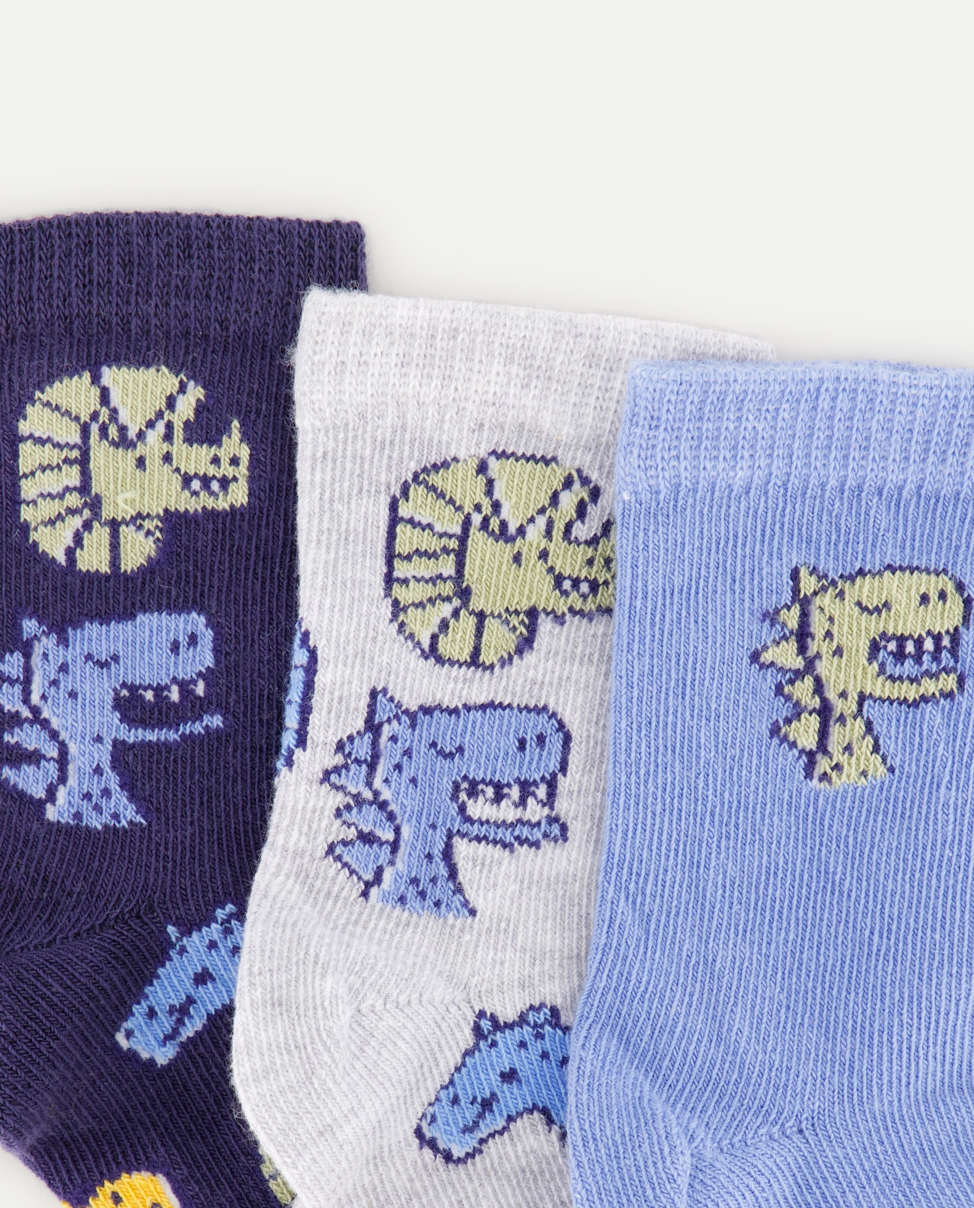 Pack de 3 Pares de Meias de Bebé com Estampado de Fantasia Cotton Juice Azul-2