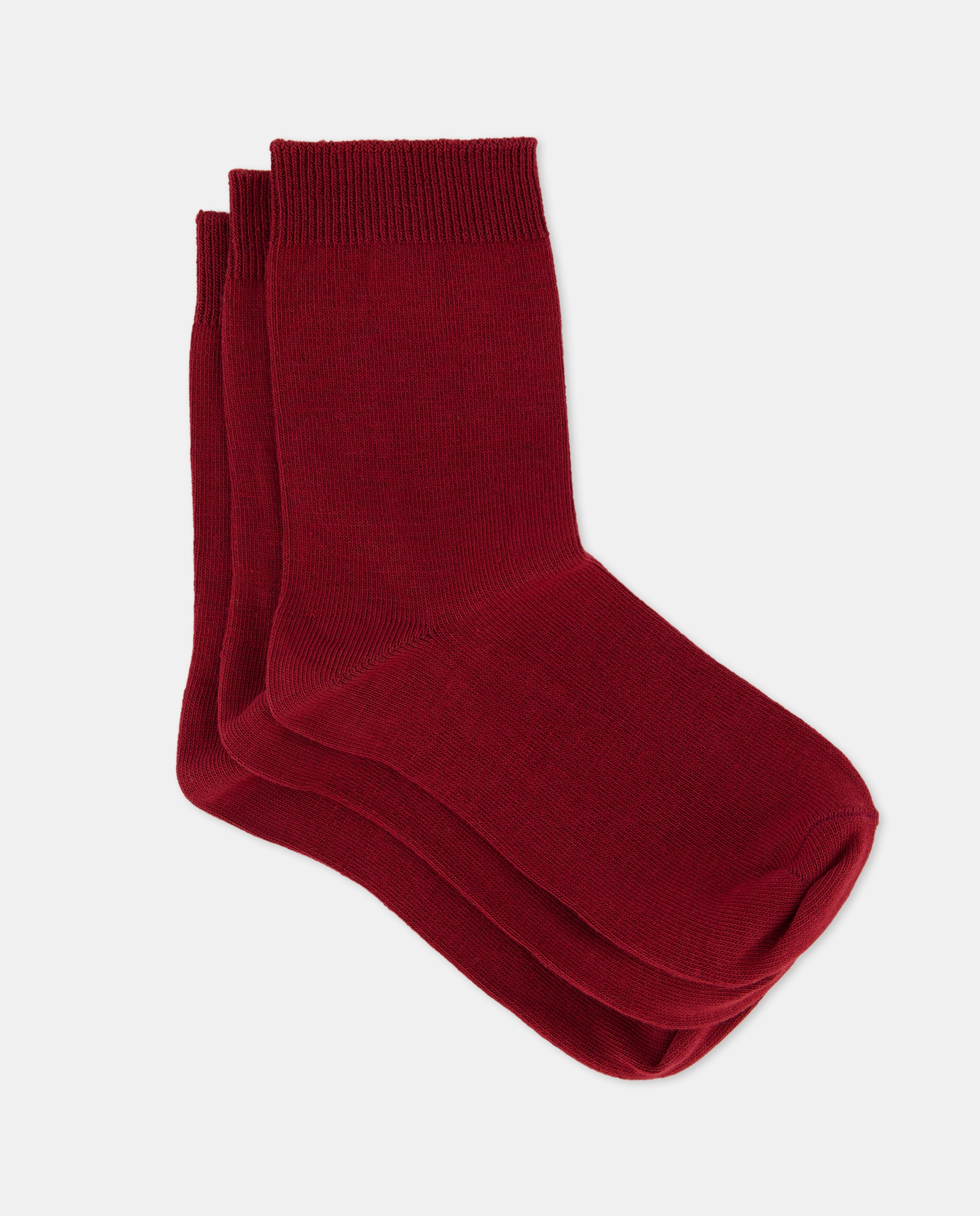 Pack de tres calcetines lisos de niña - Cotton Juice - Granate Granate-1