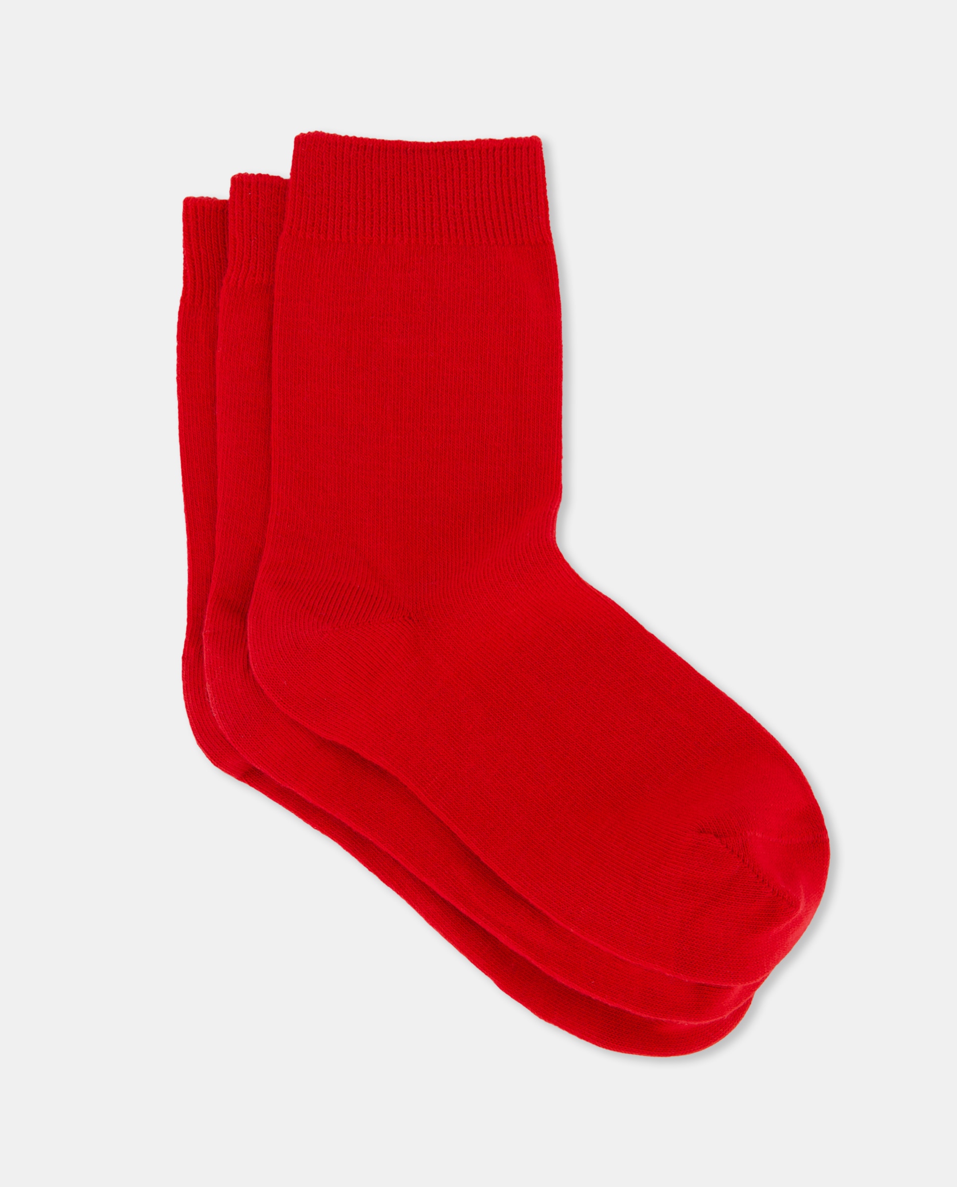 Pack de tres calcetines lisos de niña - Cotton Juice - Rojo Rojo-1
