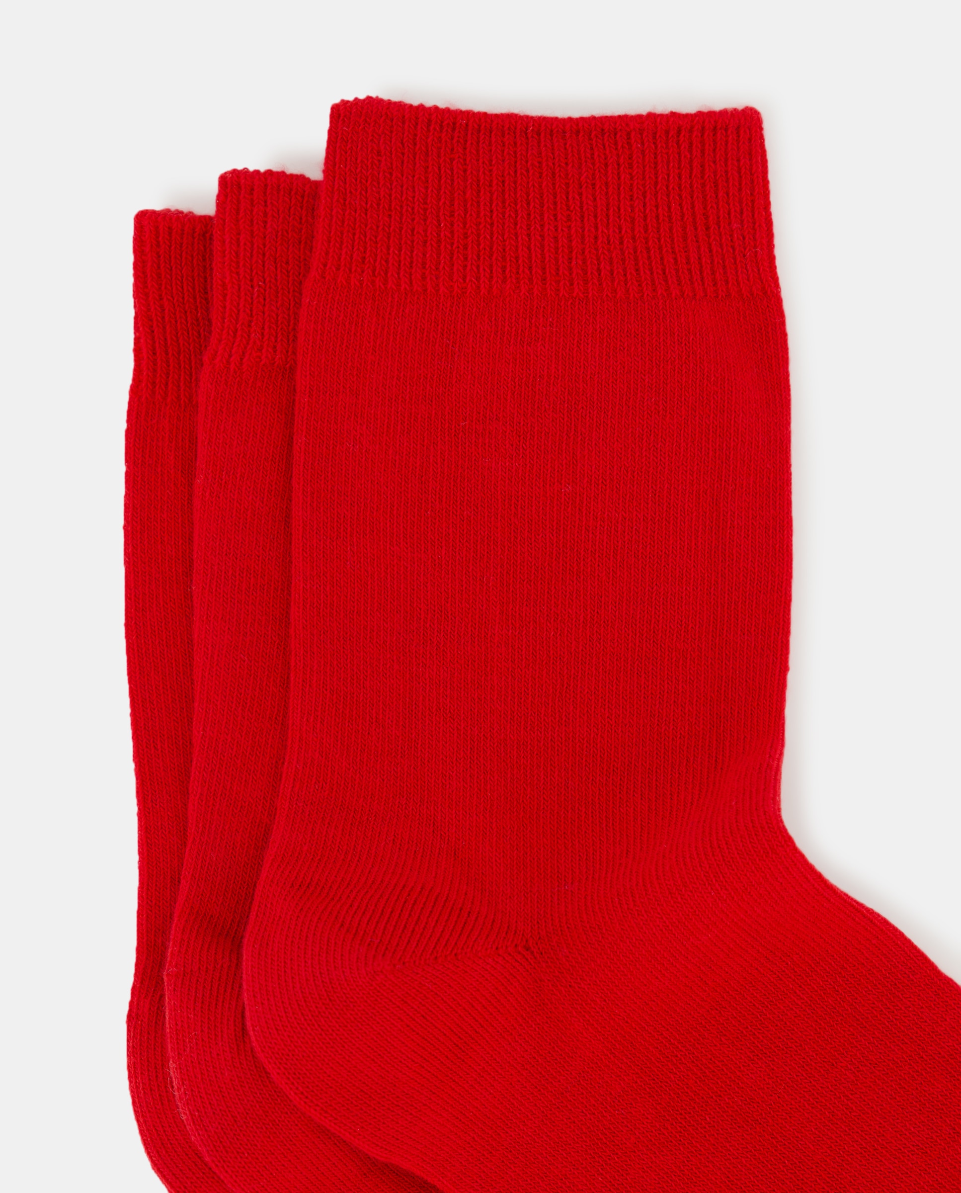 Pack de tres calcetines lisos de niña - Cotton Juice - Rojo Rojo-2