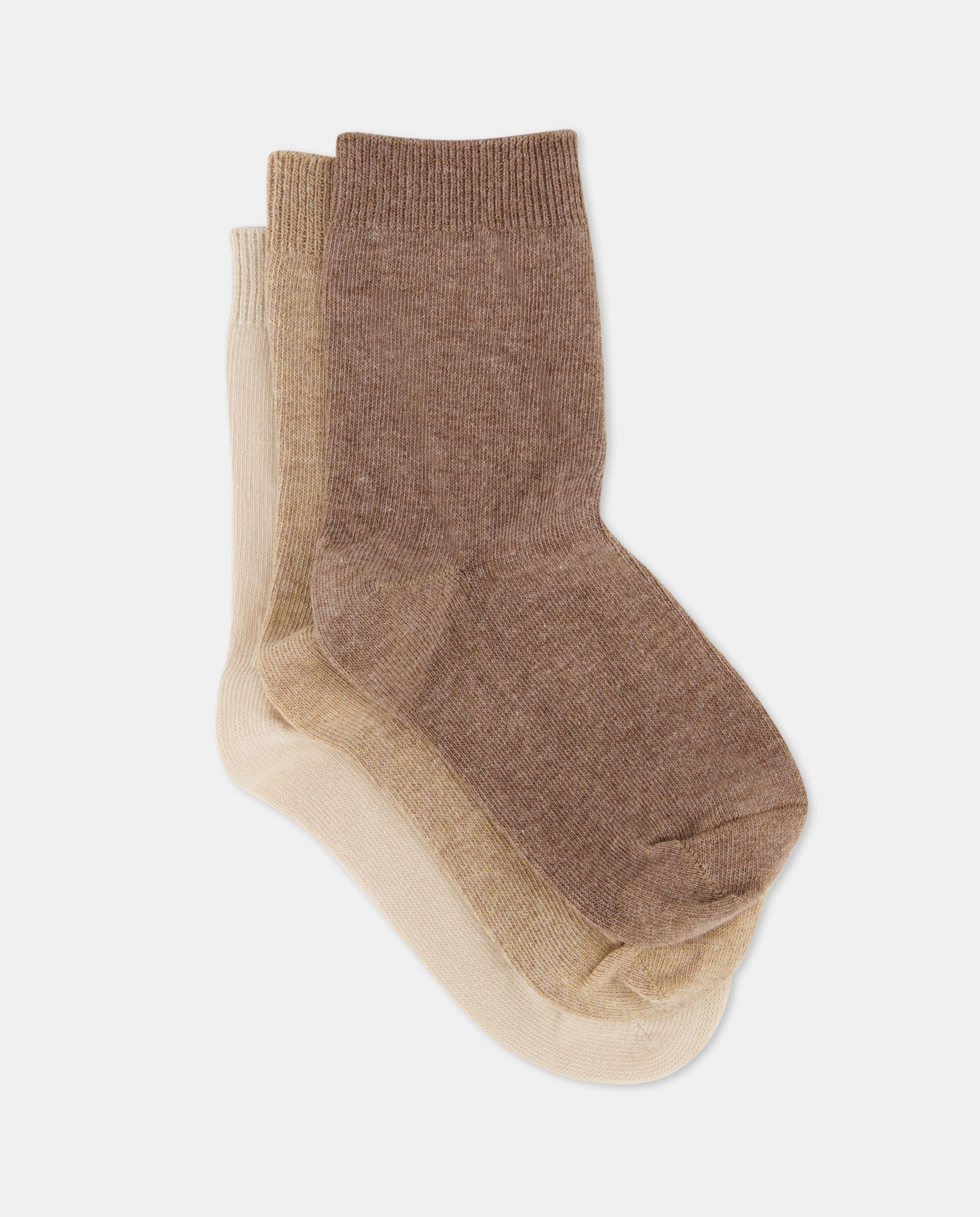Pack de tres calcetines lisos de niña - Cotton Juice - Marrón Marrón-1