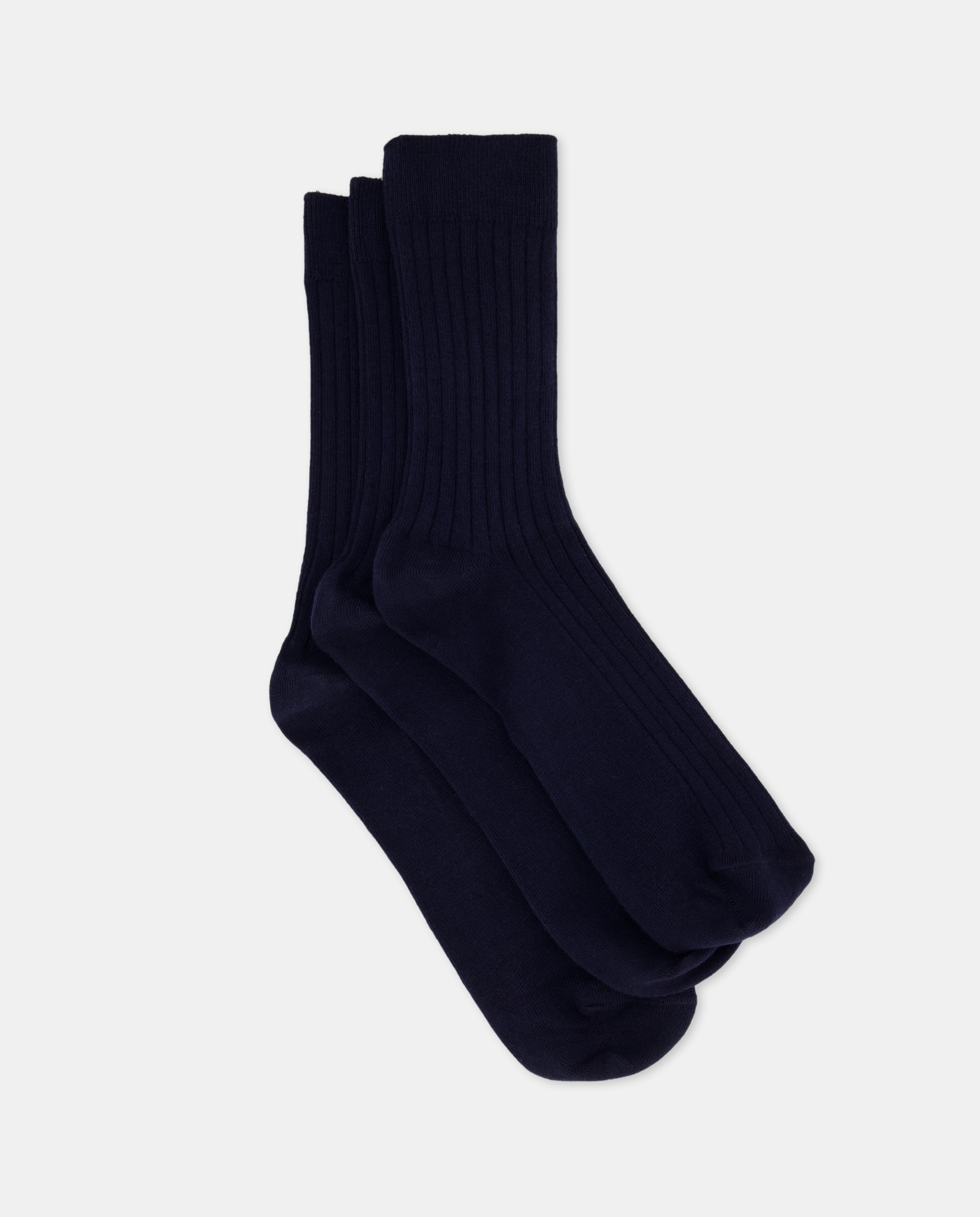 Pack de tres calcetines de canalé de niña - Cotton Juice - Azul marino Azul marino-1