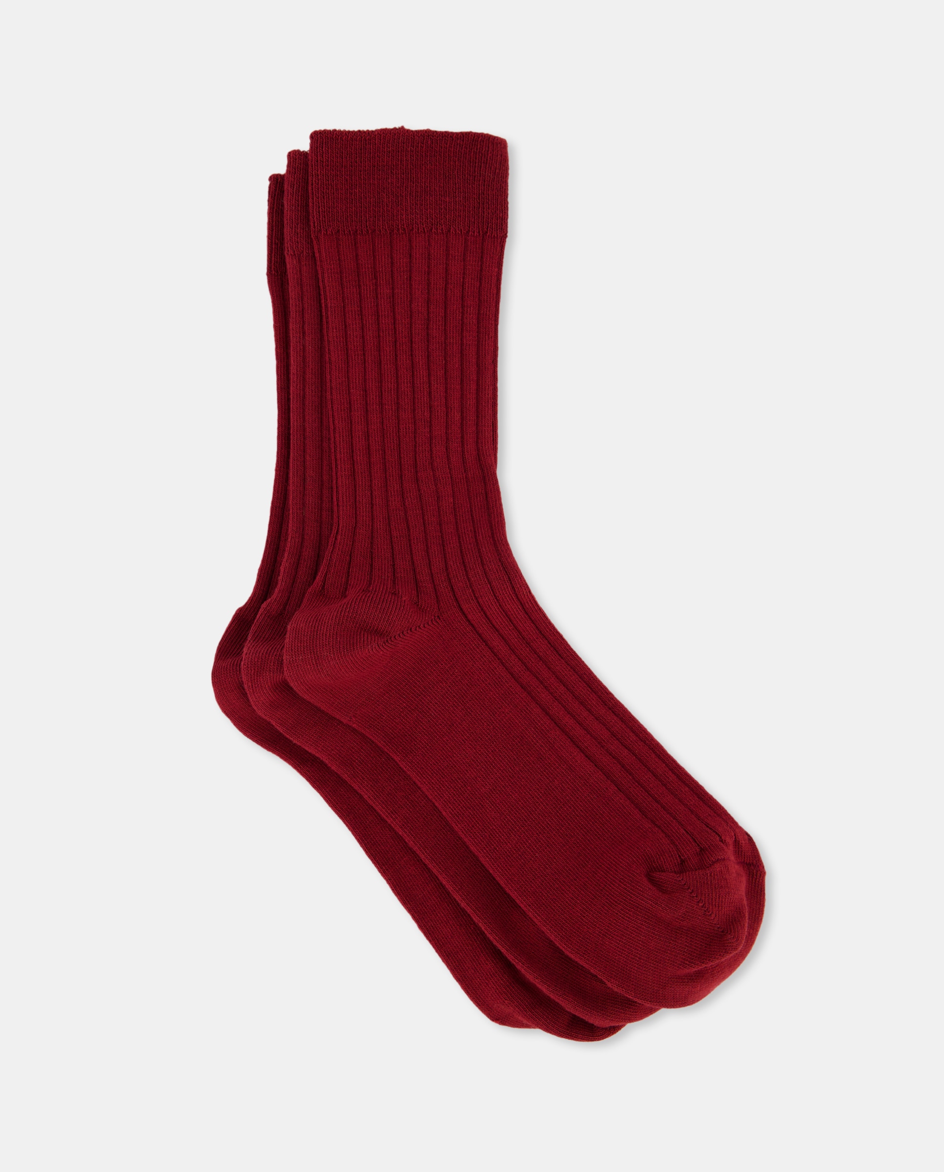 Pack de Três Meias Caneladas de Criança Cotton Juice Grená-1