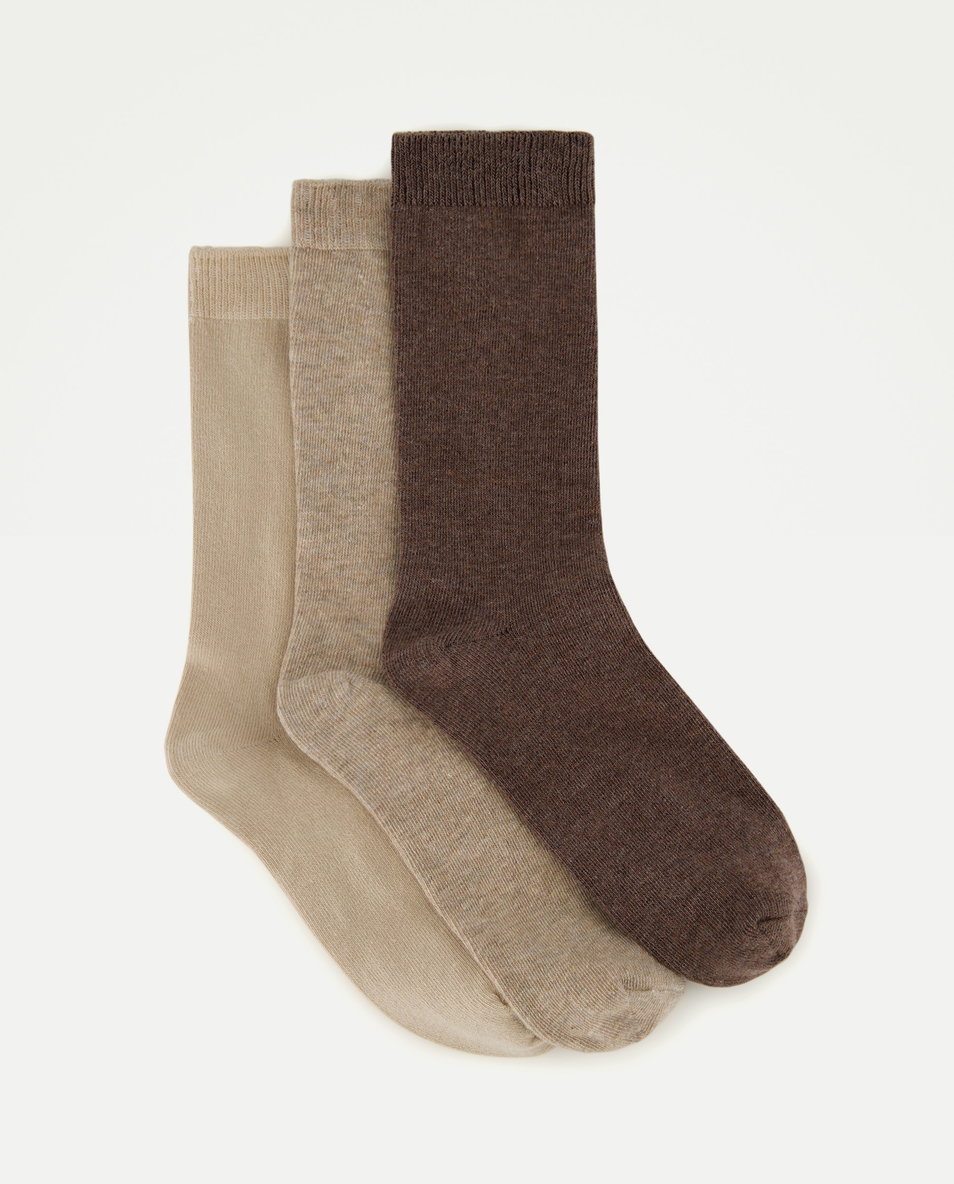 Pack 3 calcetines lisos de niña - Cotton Juice - Beige Beige-1