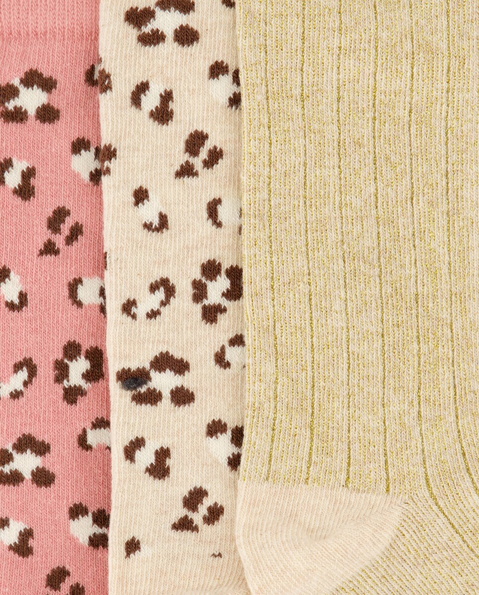 Pack de 3 Pares de Meias Curtas com Estampado de Fantasia 200 Rosa-2