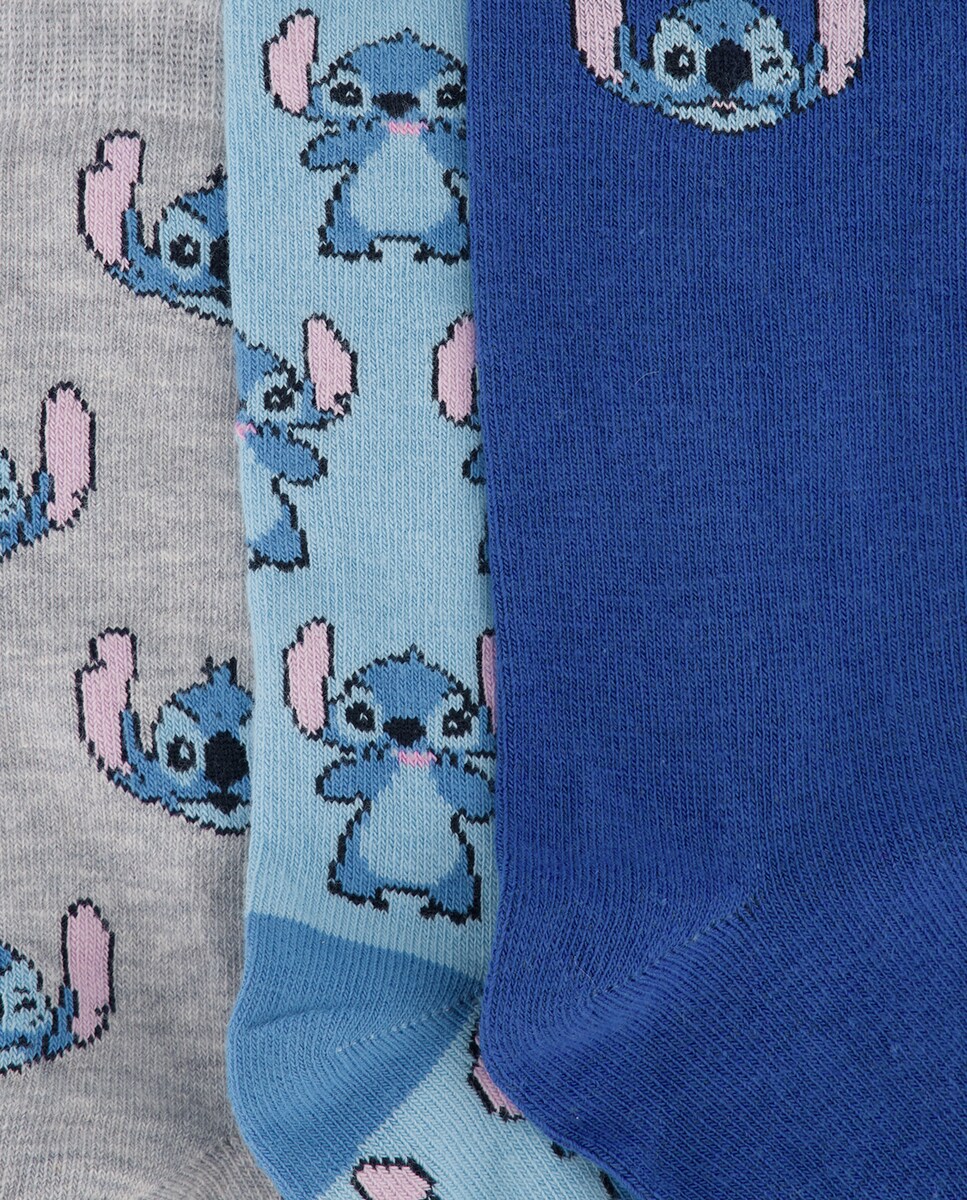Pack de 3 Pares de Meias com Fantasia Stitch Azul-2
