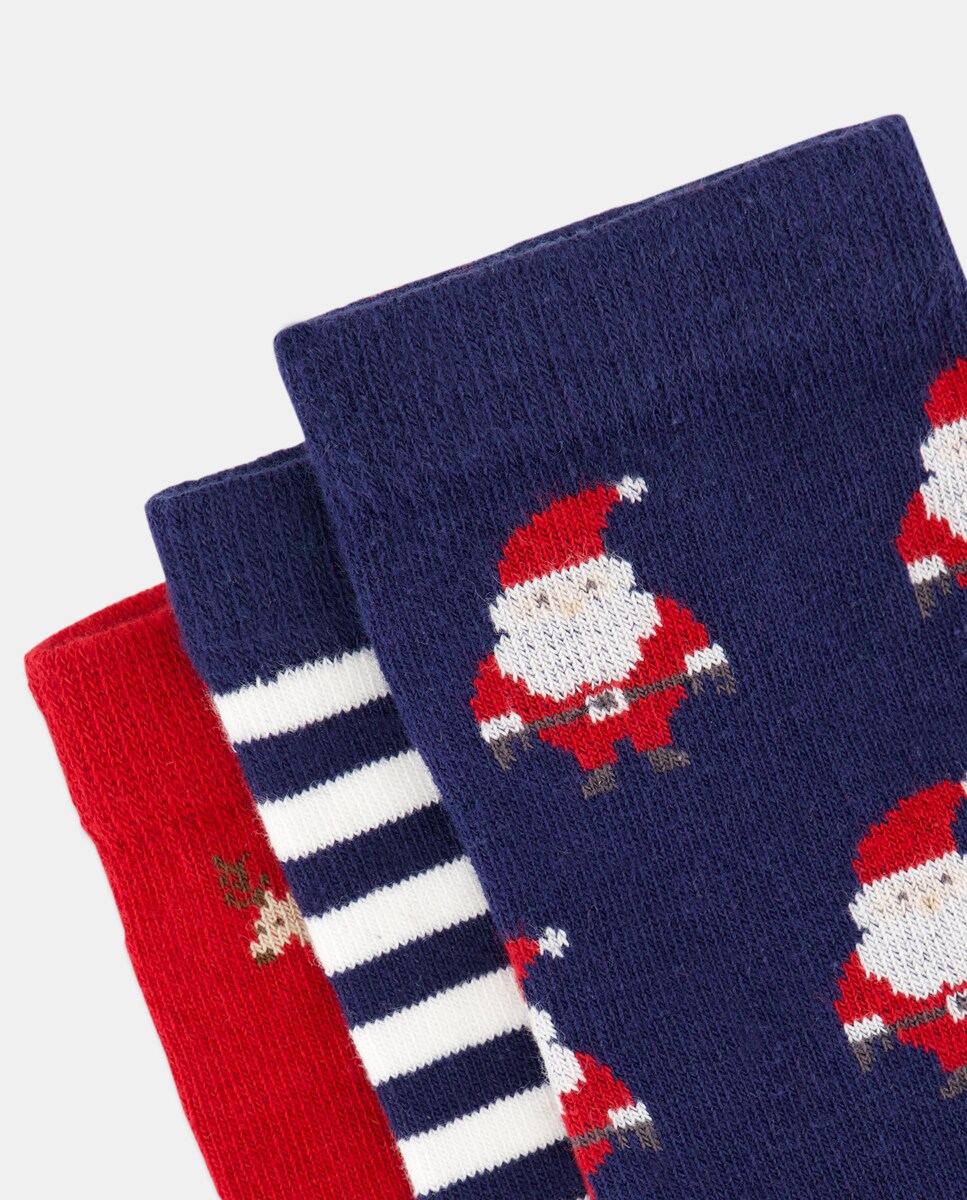 Pack de 3 Pares de Meias Curtas com Estampado de Natal Multicolor-2