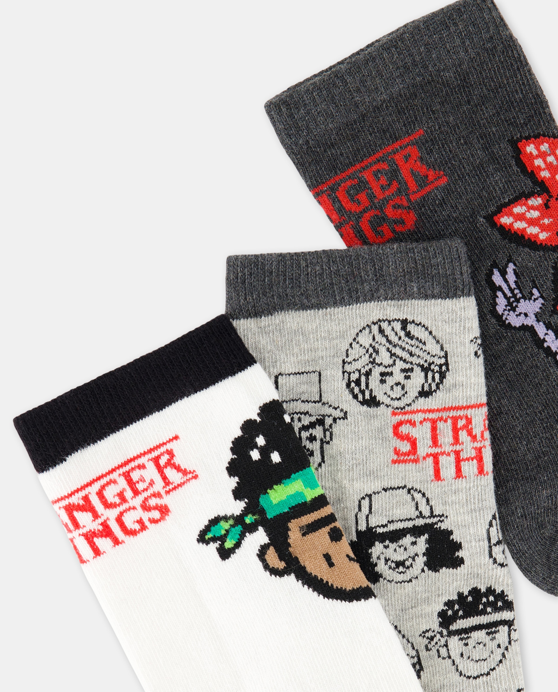 Pack de 3 Pares de Meias Stranger Things Cinzento-2
