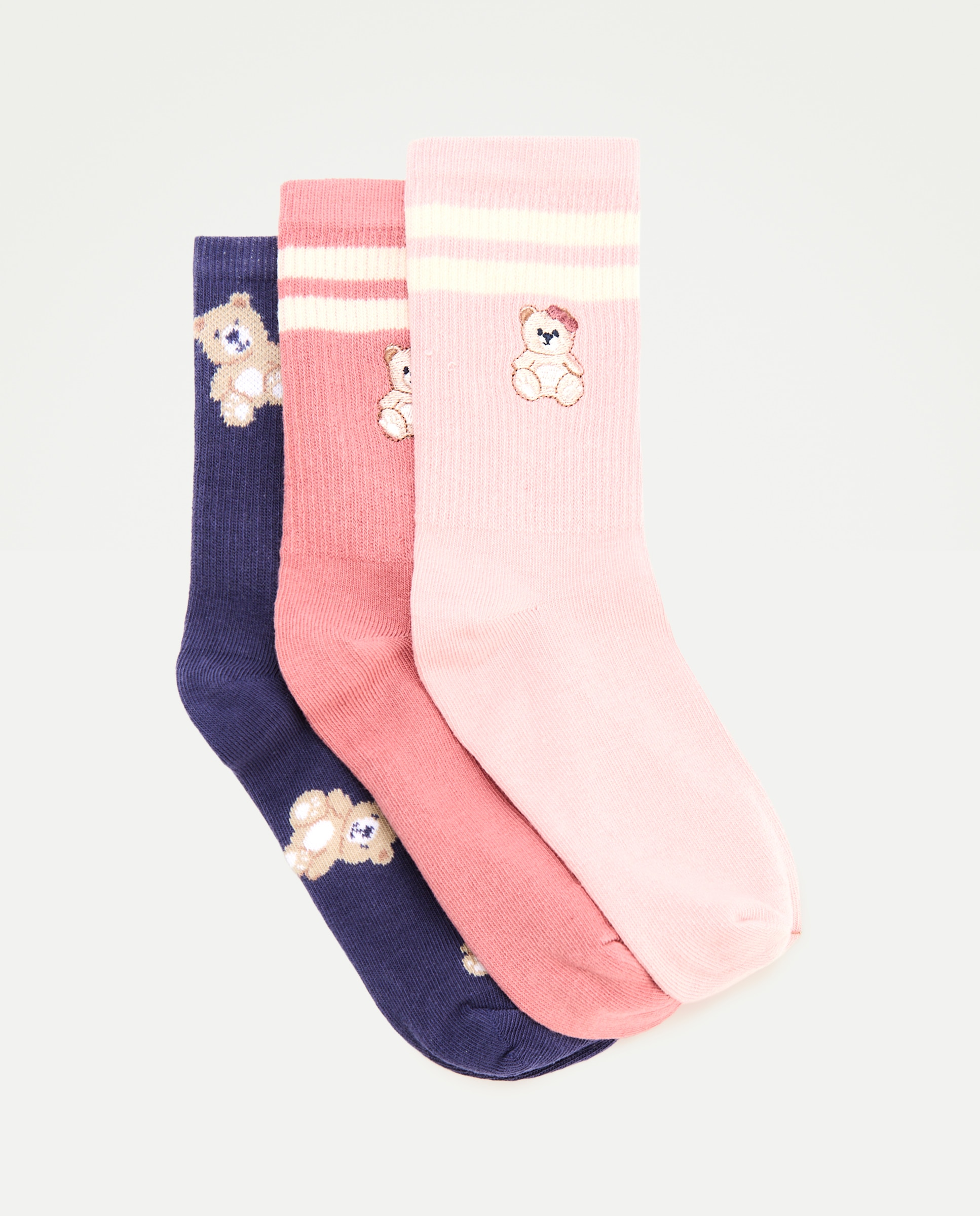 Pack de 3 calcetines cortos canalé estampado fantasía de niña - Cotton Juice - Multicolor Multicolor-1