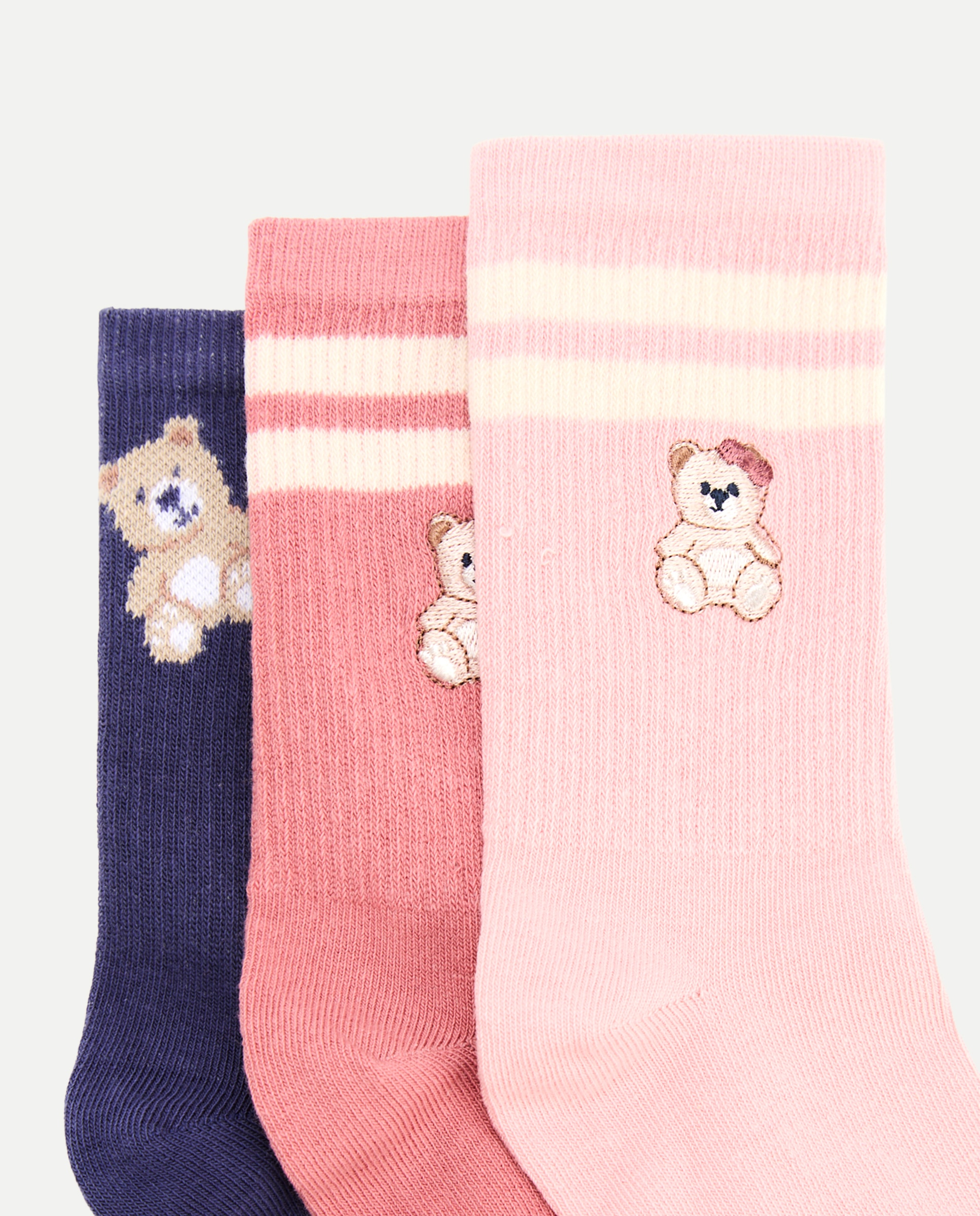 Pack de 3 calcetines cortos canalé estampado fantasía de niña - Cotton Juice - Multicolor Multicolor-2