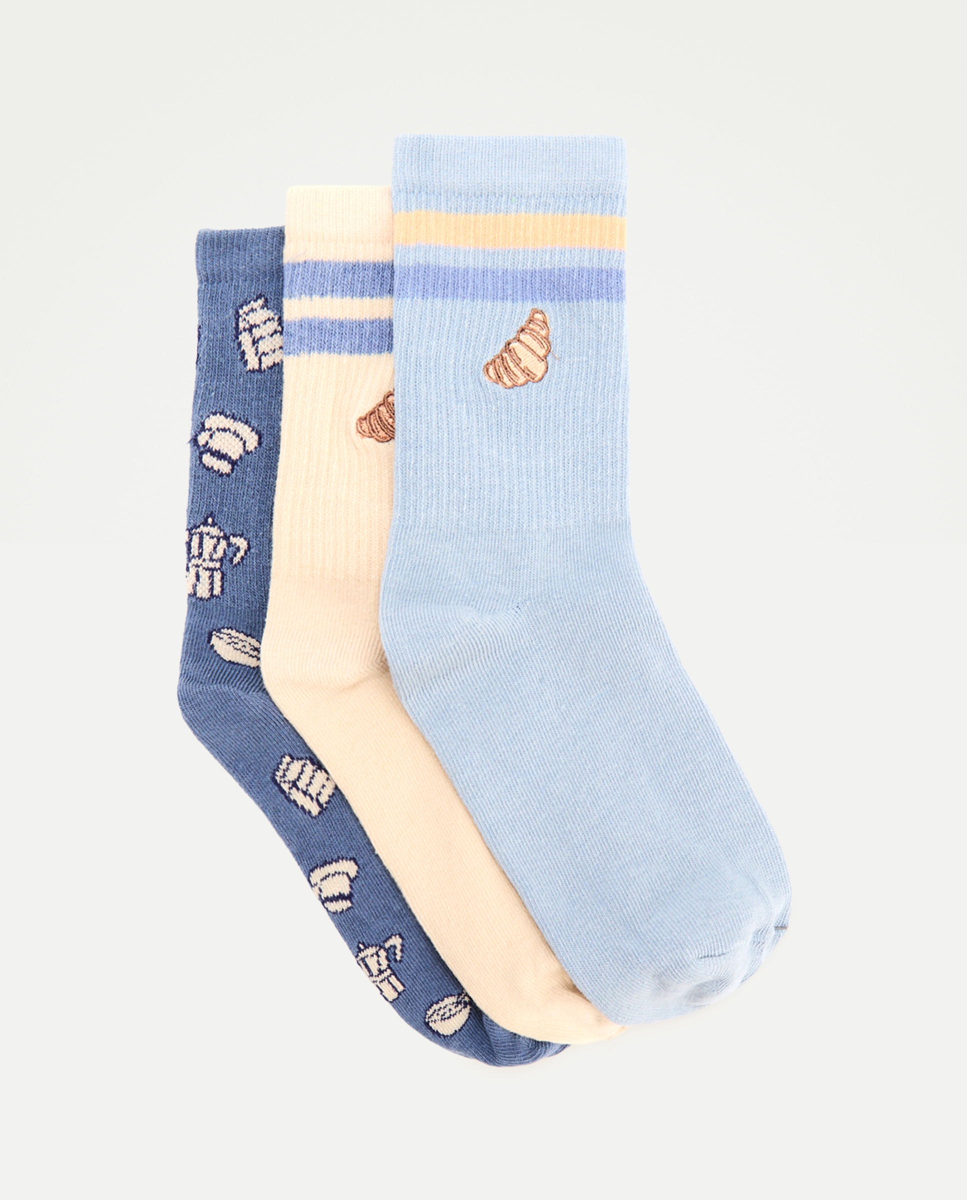 Pack de 3 calcetines cortos canalé estampado fantasía de niña - Cotton Juice - Multicolor Multicolor-1