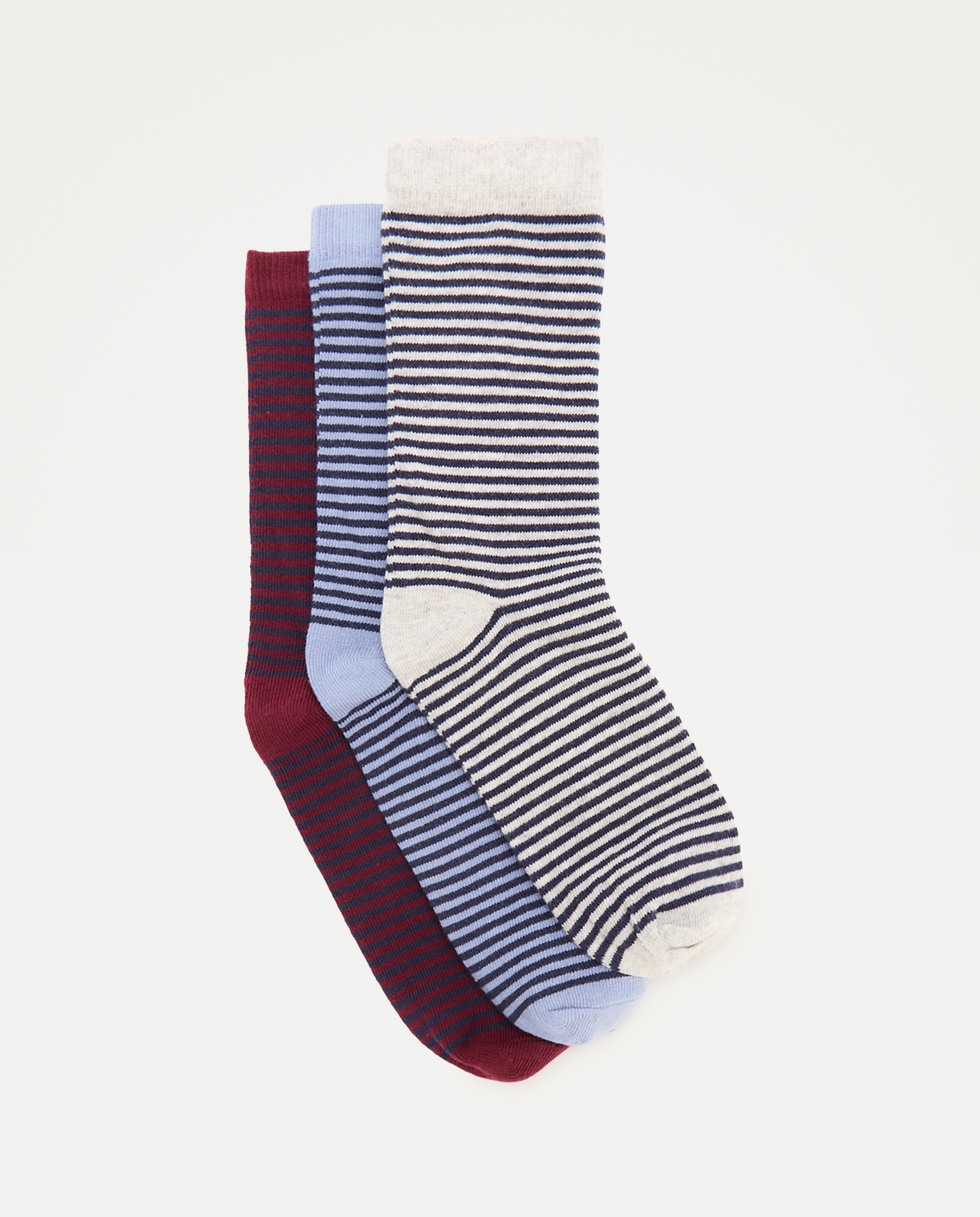 Pack de 3 calcetines cortos rayas de niño - Cotton Juice - Azul Azul-1