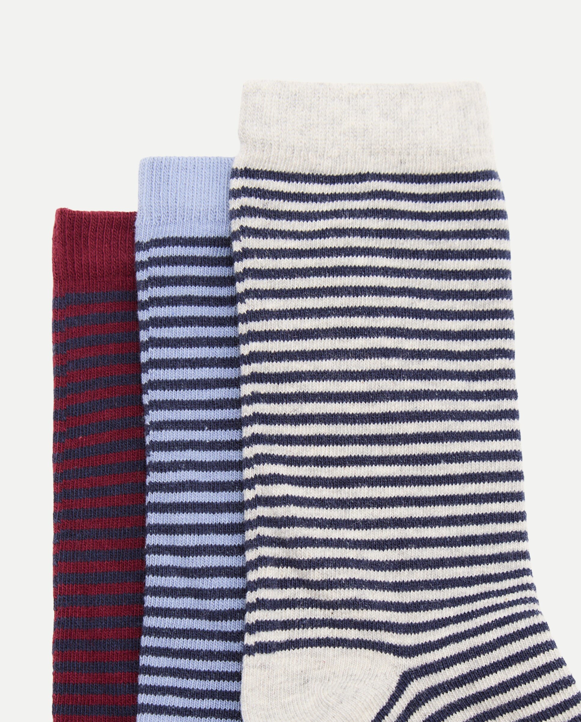 Pack de 3 calcetines cortos rayas de niño - Cotton Juice - Azul Azul-2