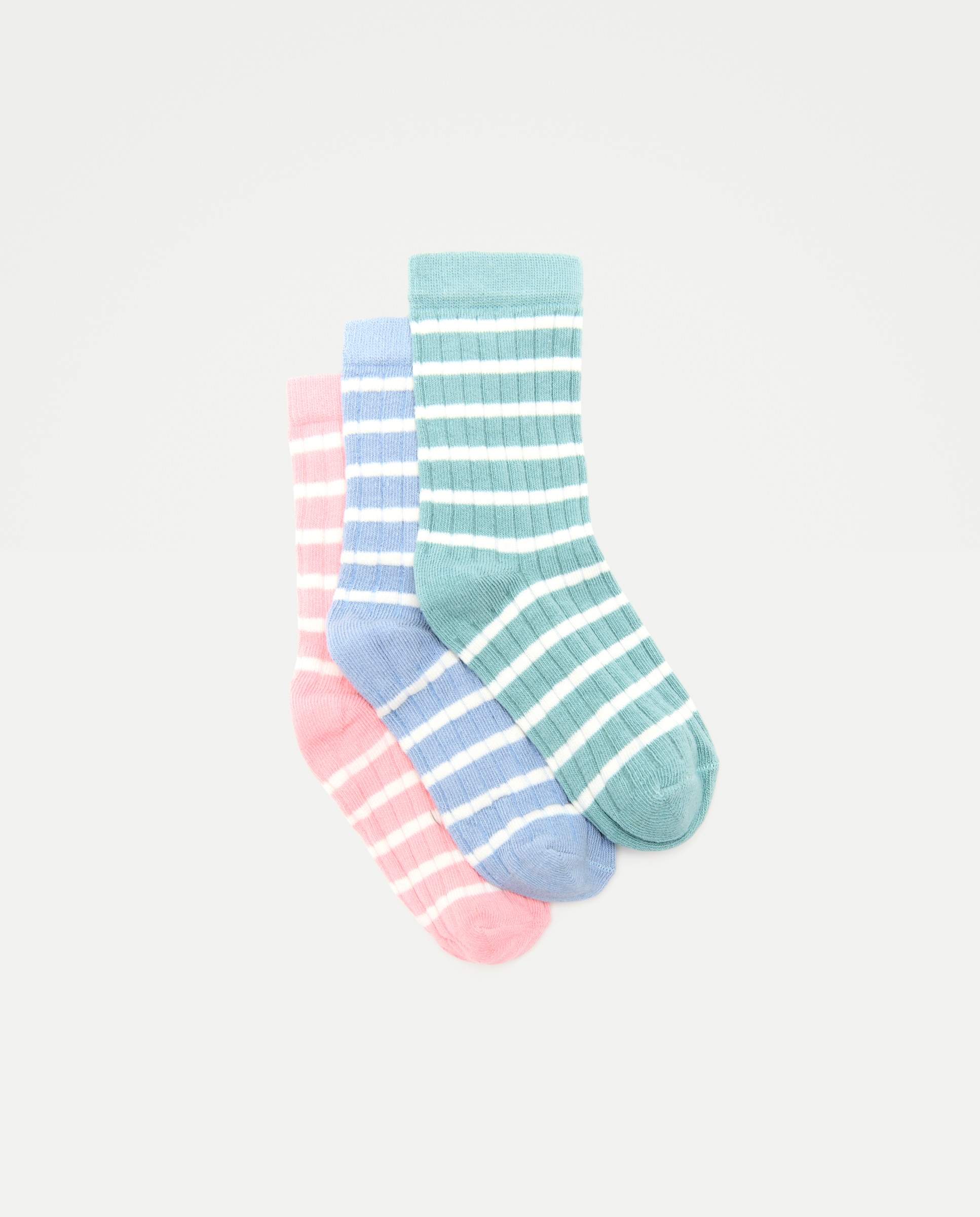 Pack de 3 calcetines cortos de canalé y rayas de niña - Cotton Juice - Multicolor Multicolor-1