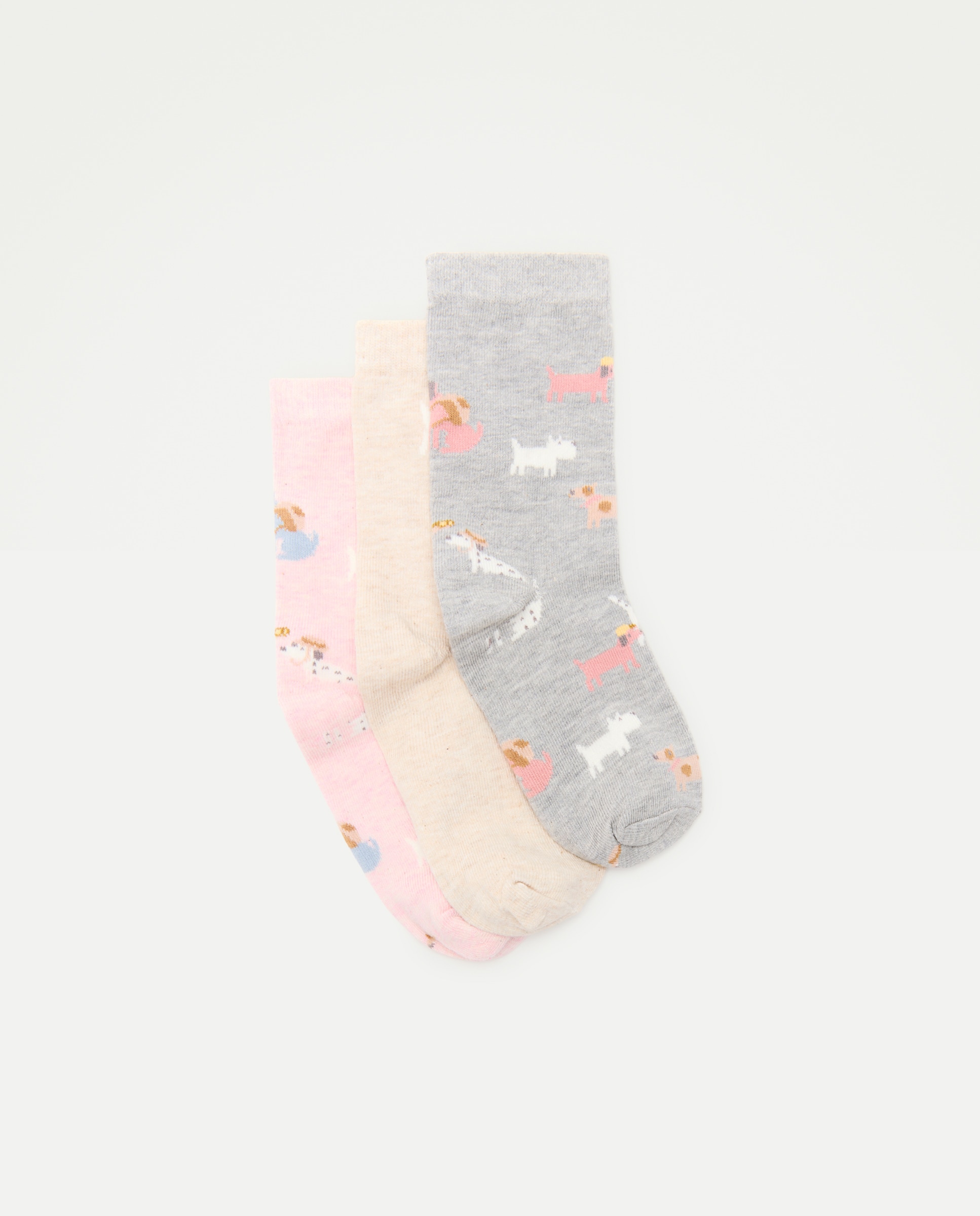 Pack de 3 calcetines cortos con perros de niña - Cotton Juice - Multicolor Multicolor-1