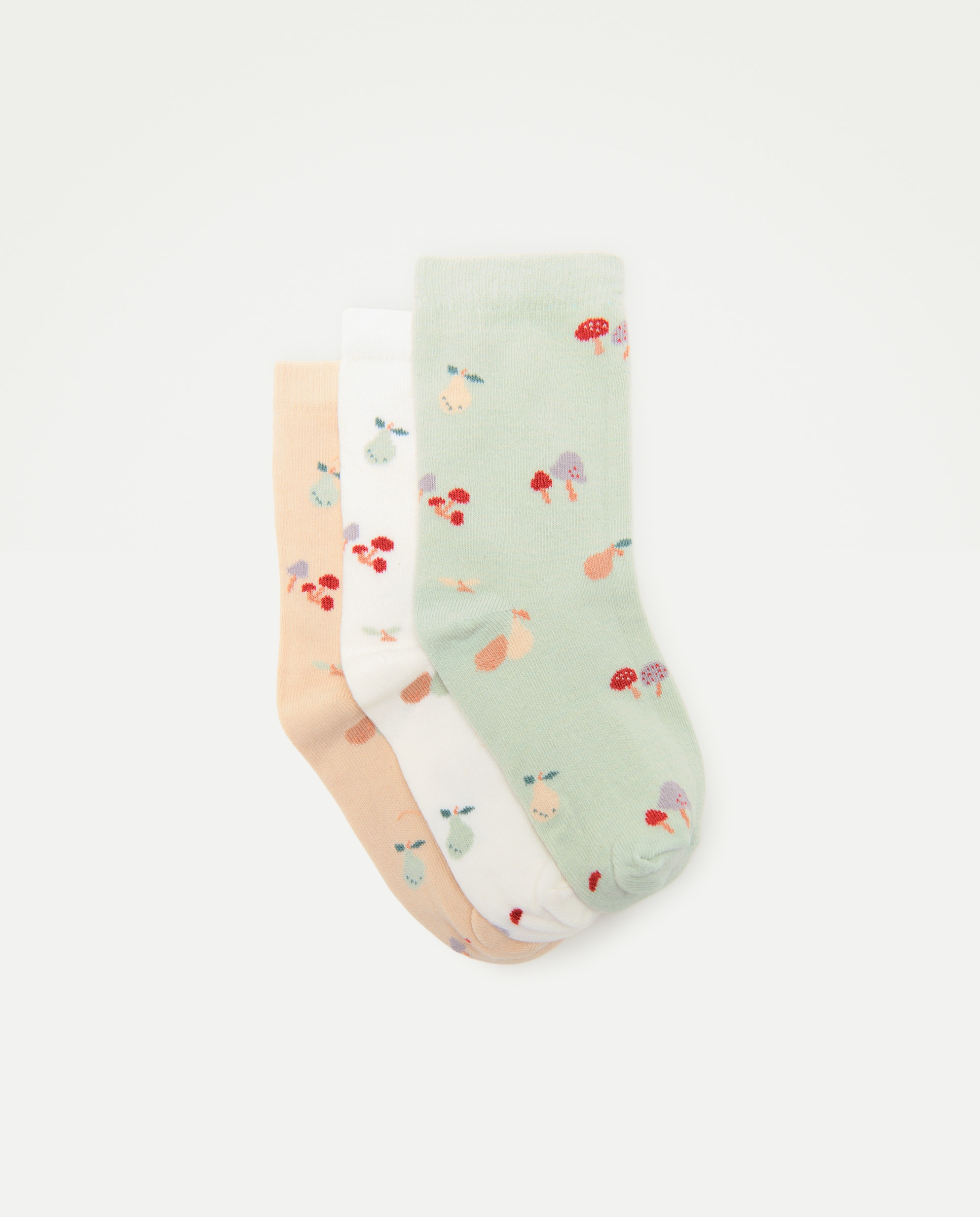 Pack de 3 calcetines cortos con peras y setas de niña - Cotton Juice - Multicolor Multicolor-1