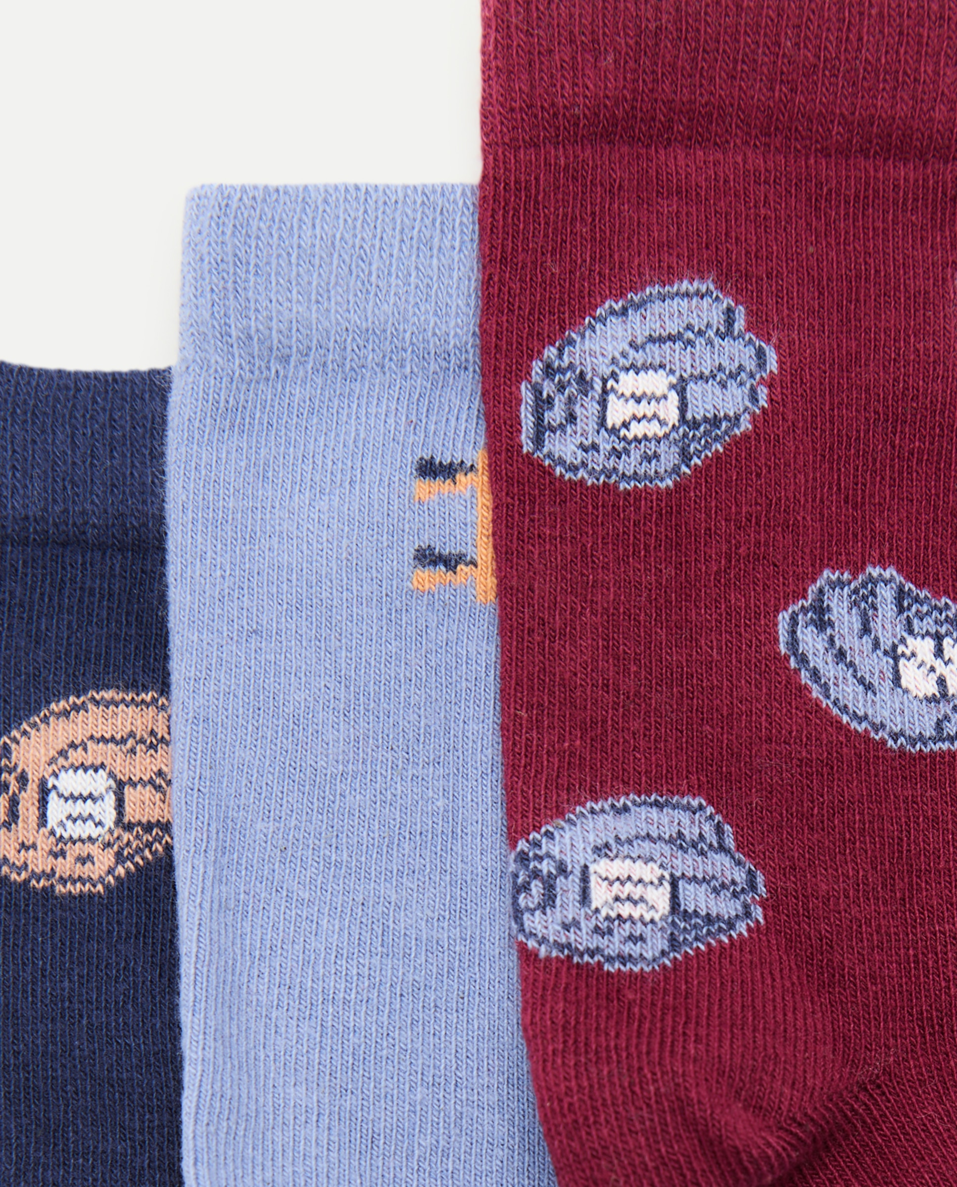 Pack de 3 calcetines cortos beisball de niño - Cotton Juice - Azul Azul-2