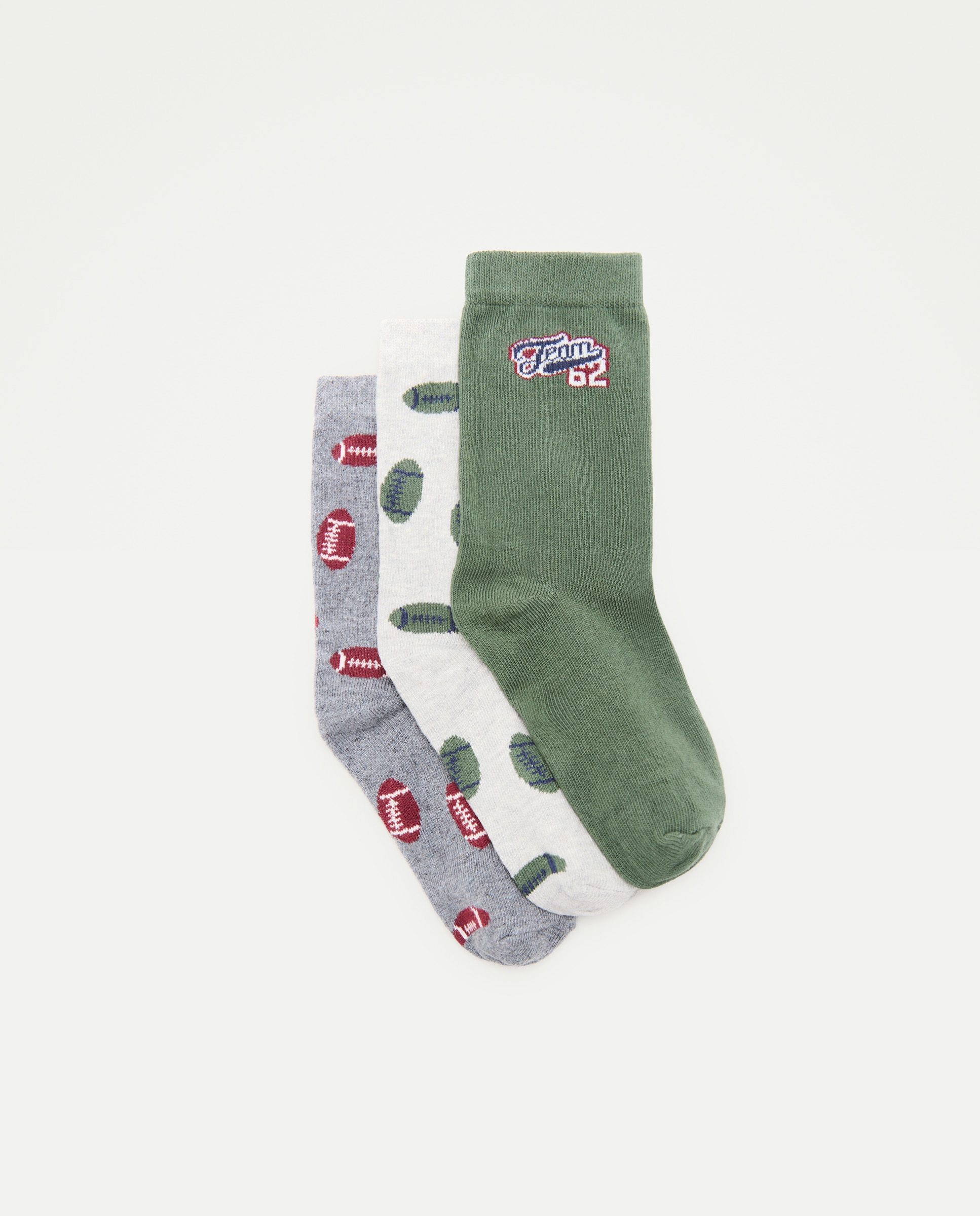 Pack de 3 calcetines cortos rugby de niño - Cotton Juice - Verde Verde-1
