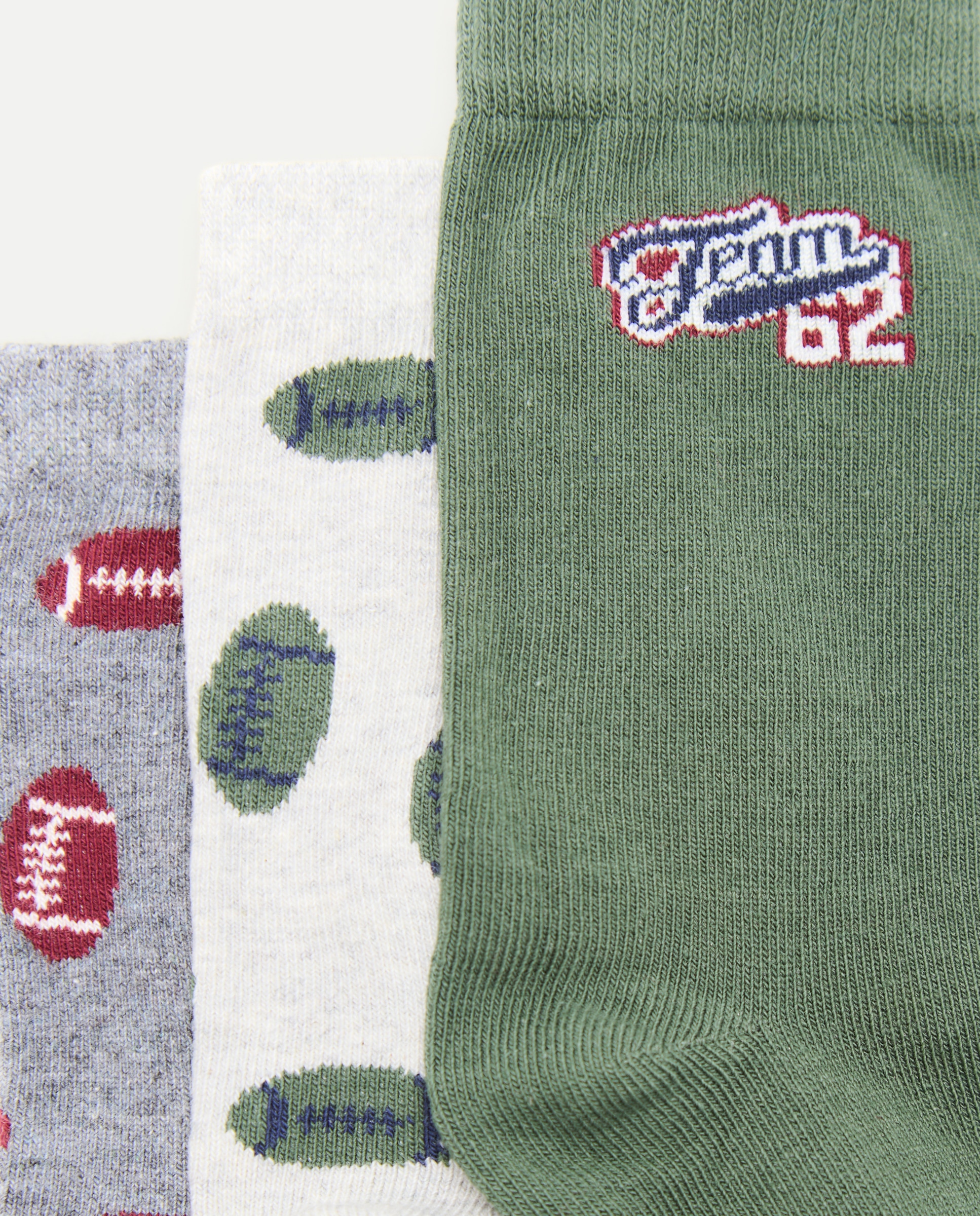 Pack de 3 calcetines cortos rugby de niño - Cotton Juice - Verde Verde-2