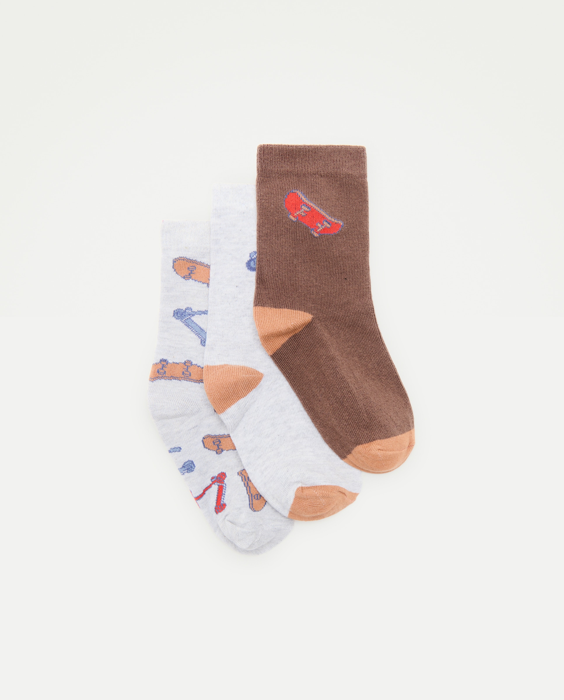Pack de 3 calcetines cortos de niño - Cotton Juice - Marrón Marrón-1