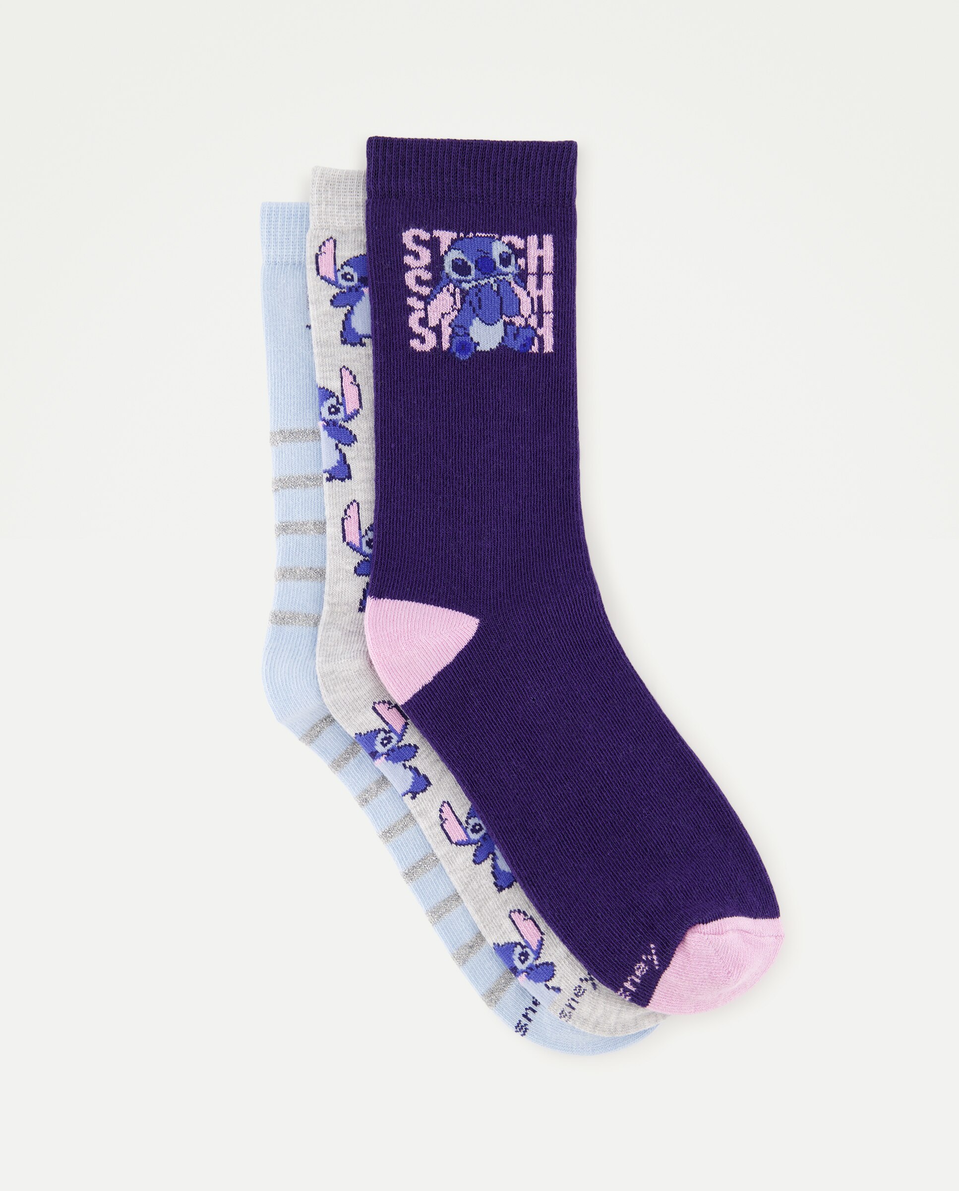 Imagem 0 de Pack de 3 Pares de Meias Curtas com Fantasia STITCH