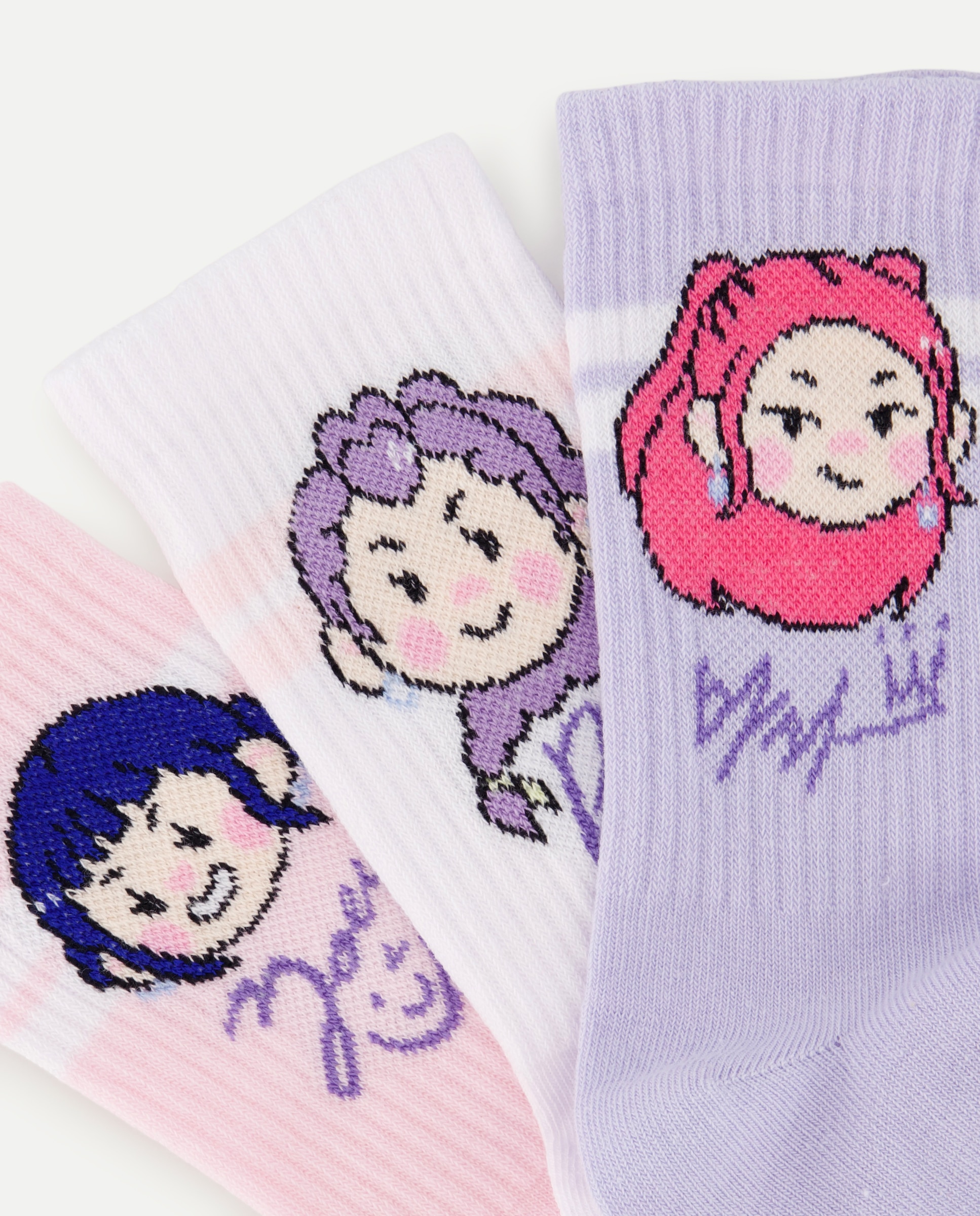 Pack de 3 Pares de Meias Curtas com Fantasia KPOP Multicolor-2